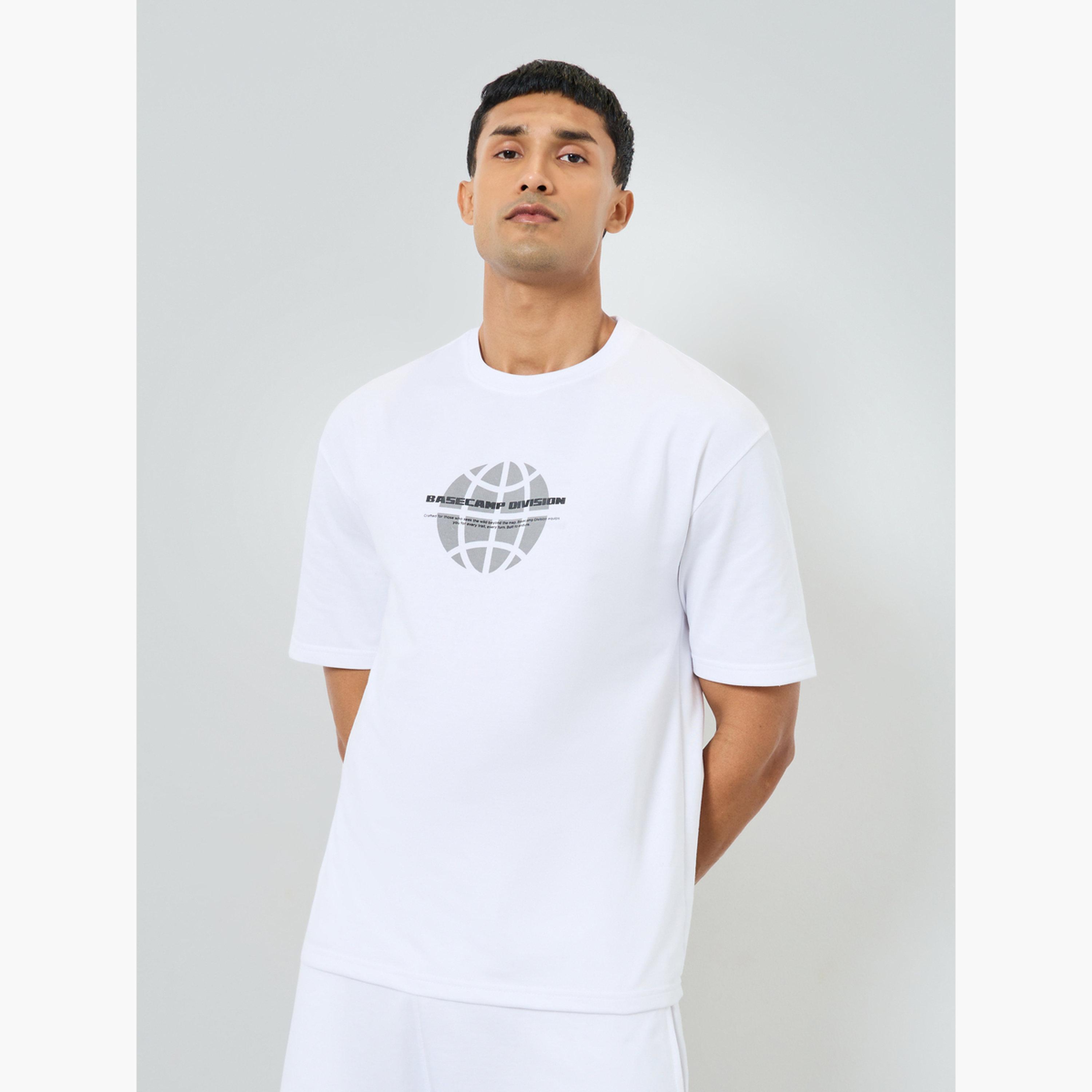 Styli Men White Graphic Print T-Shirt and Shorts Co-Ords-men-clothing-coordsets-image-2