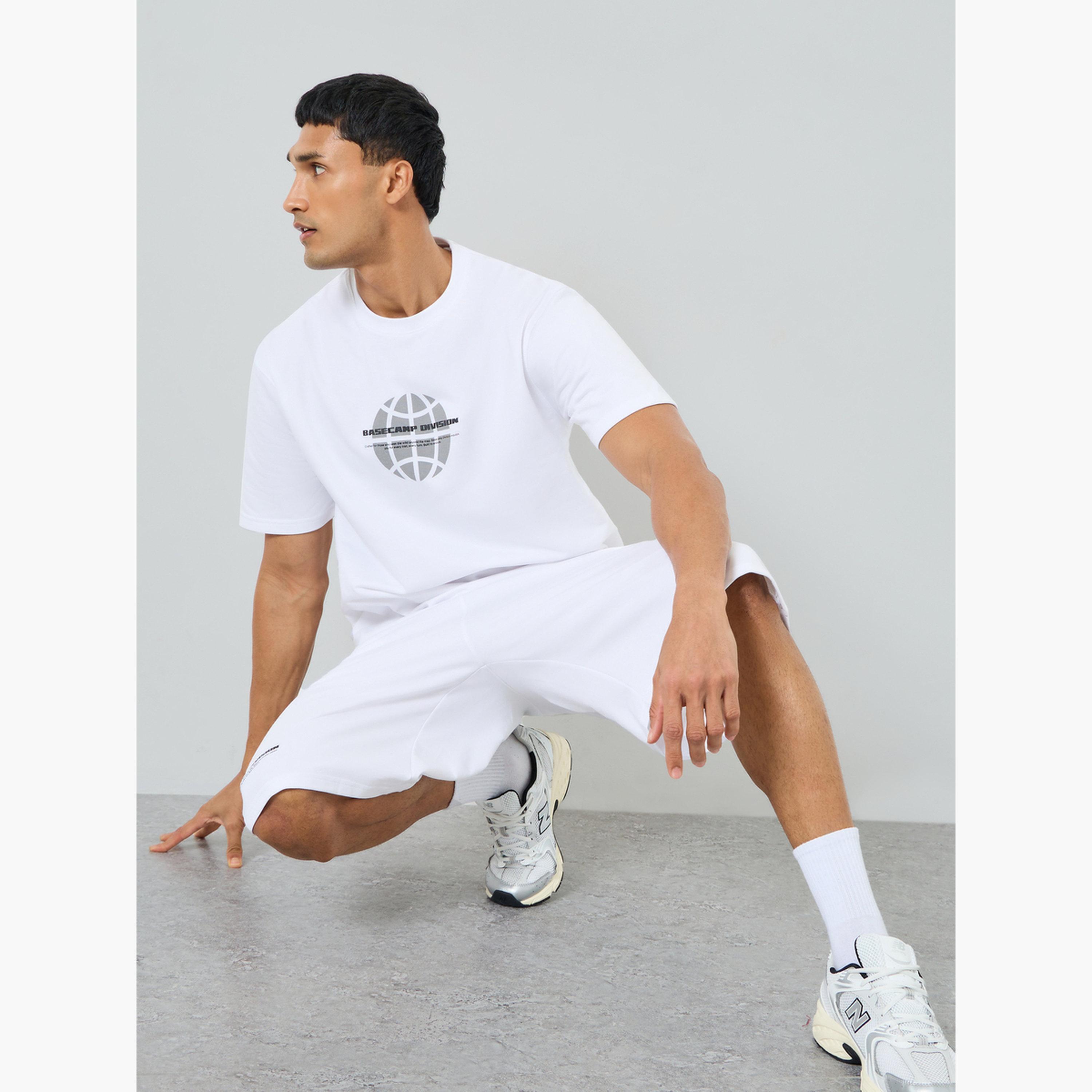 Styli Men White Graphic Print T-Shirt and Shorts Co-Ords-men-clothing-coordsets-image-3