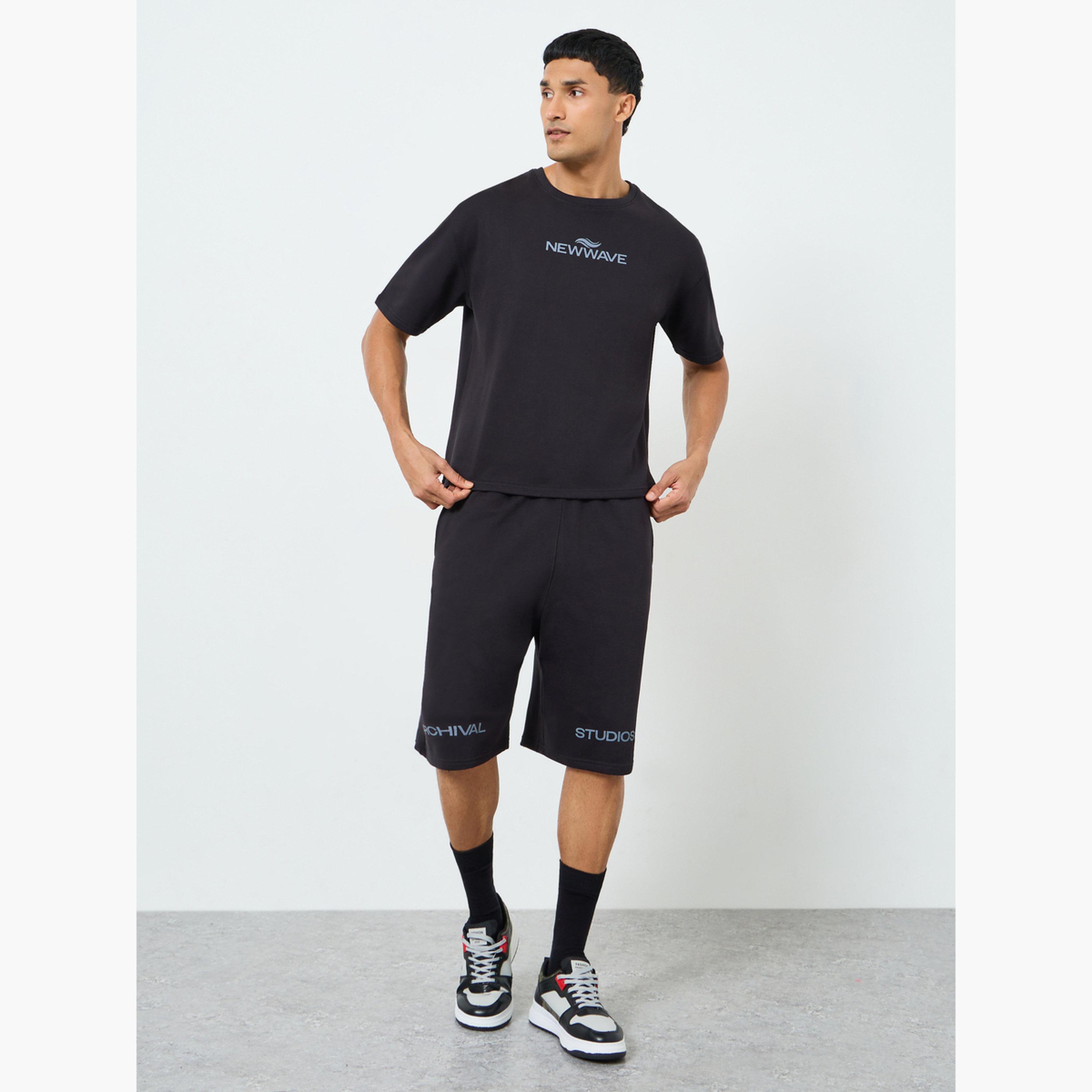 Styli Men Black Graphic Print T-Shirt and Shorts Co-Ords-men-clothing-coordsets-image-1
