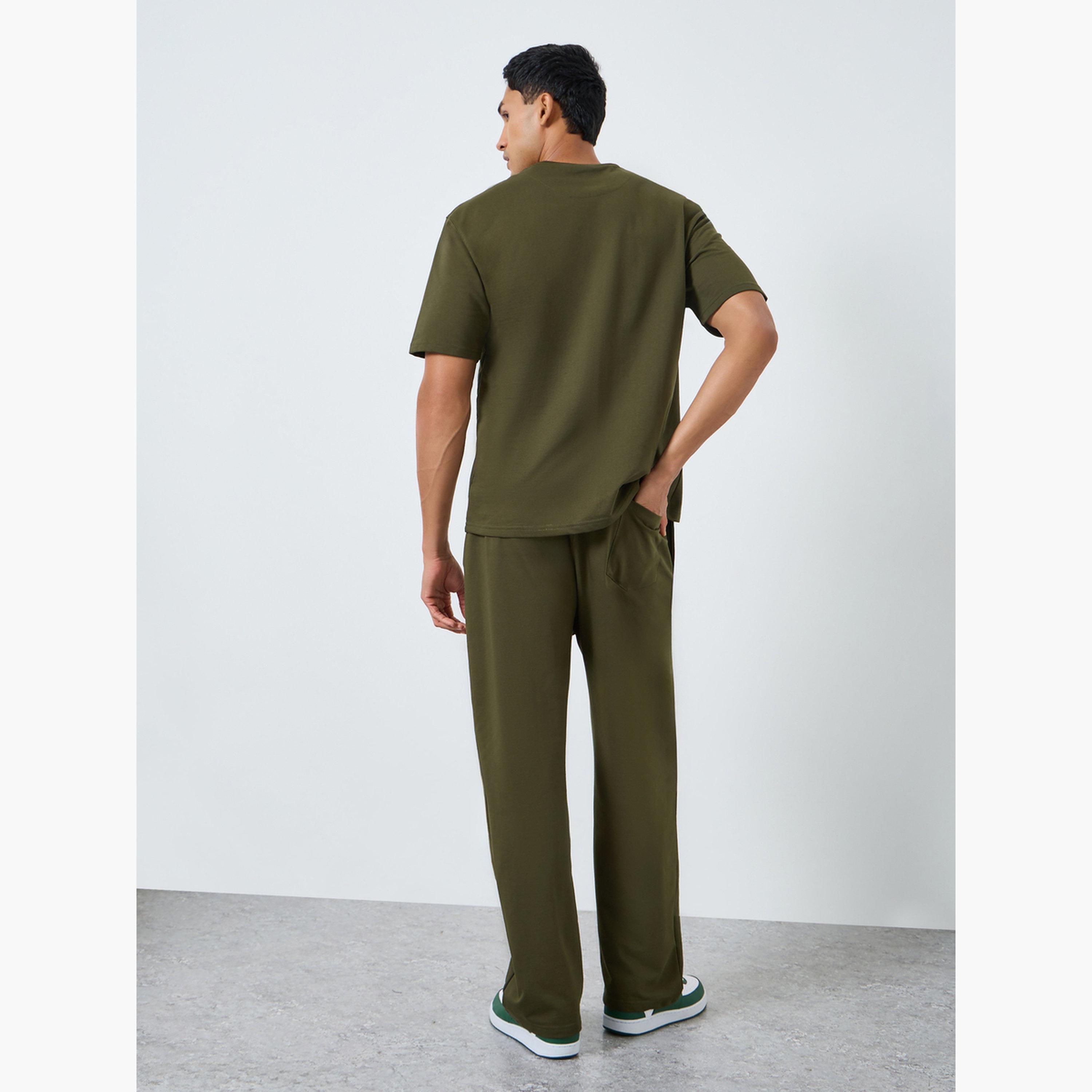 Styli Men Olive Green T-Shirt and Trousers Co-Ords-men-clothing-coordsets-image-6
