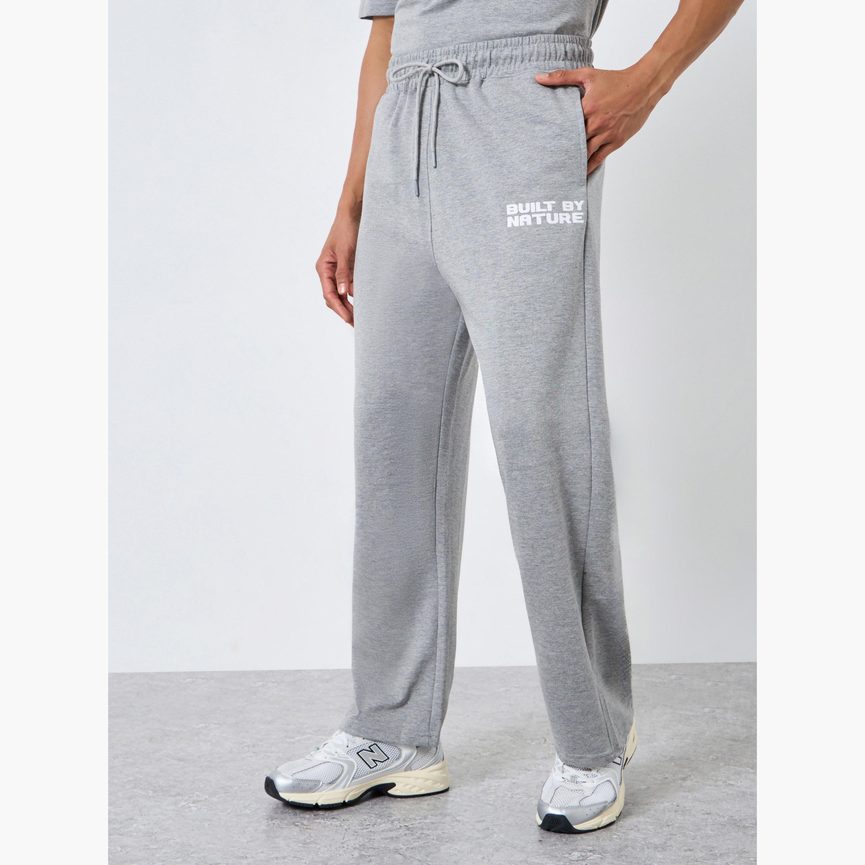 Styli Men Grey Minimal Print Oversized T-Shirt and Joggers Co-Ords-men-clothing-coordsets-image-4