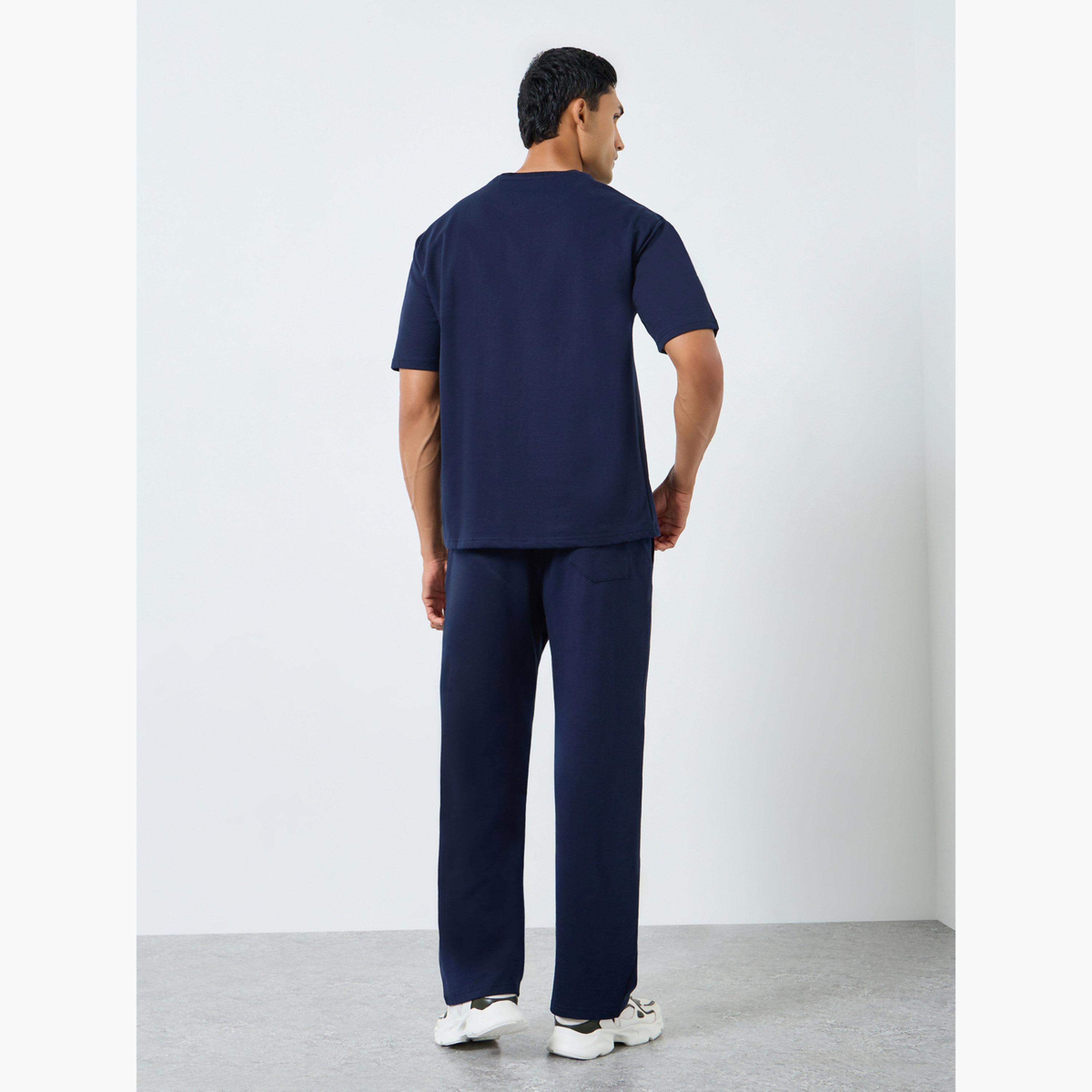 Styli Men Slogan Print T-Shirt and Joggers Co-Ords-men-clothing-coordsets-image-4