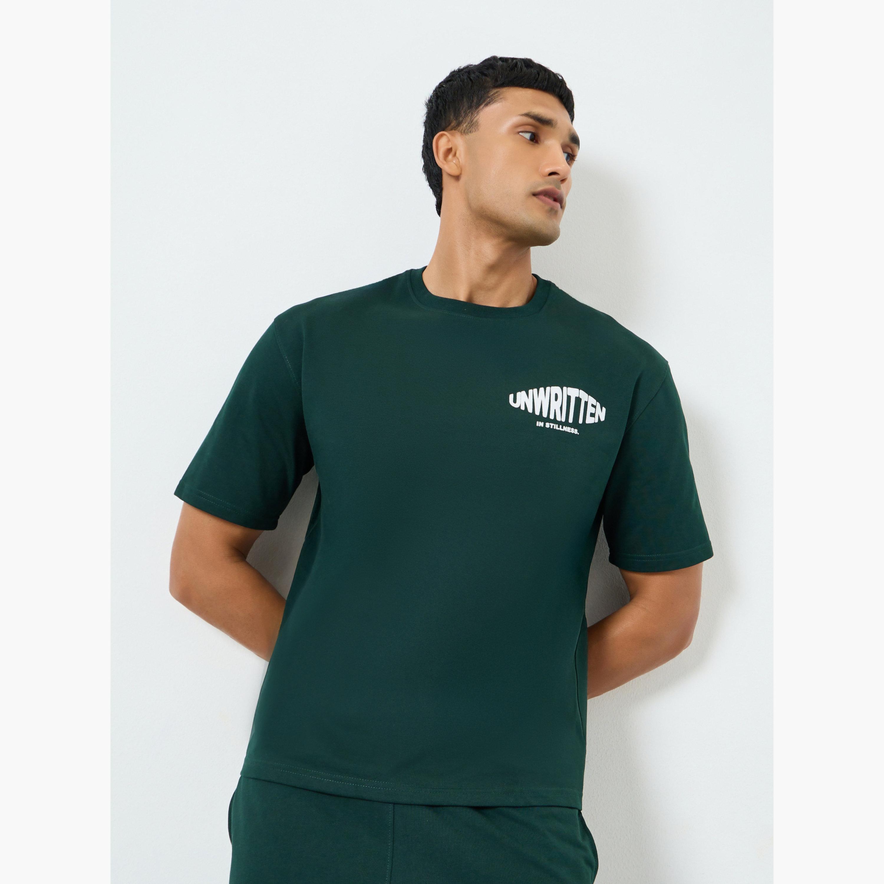 Styli Men Green Graphic Print T-Shirt and Shorts Co-Ords-men-clothing-coordsets-image-2