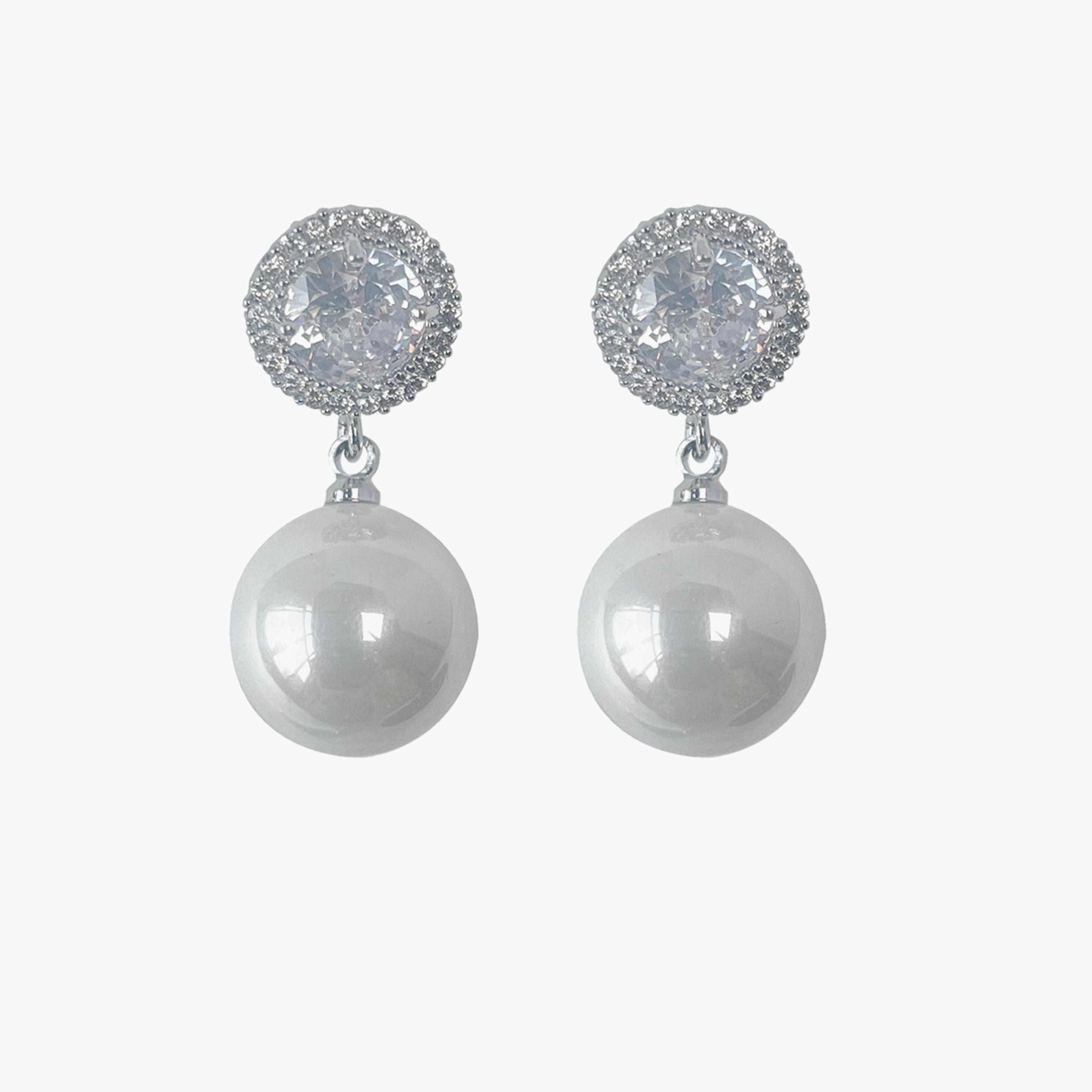 Take Two Silver Accent Faux Pearl Embellished Earrings-women-watchesandjewellery-jewellery-earrings-image-1
