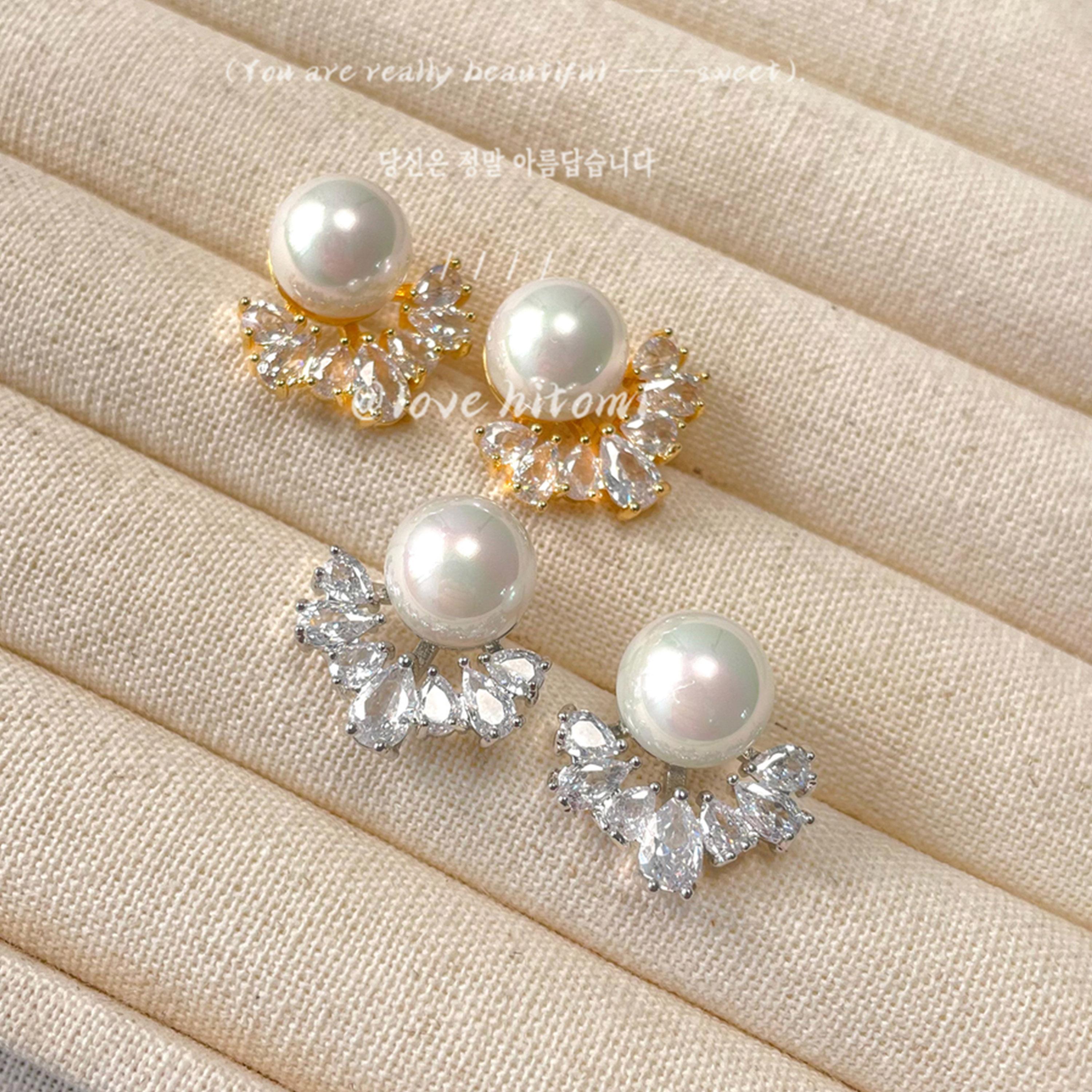 Take Two Gold Faux Pearl Decor Stud Earrings-women-watchesandjewellery-jewellery-earrings-image-2