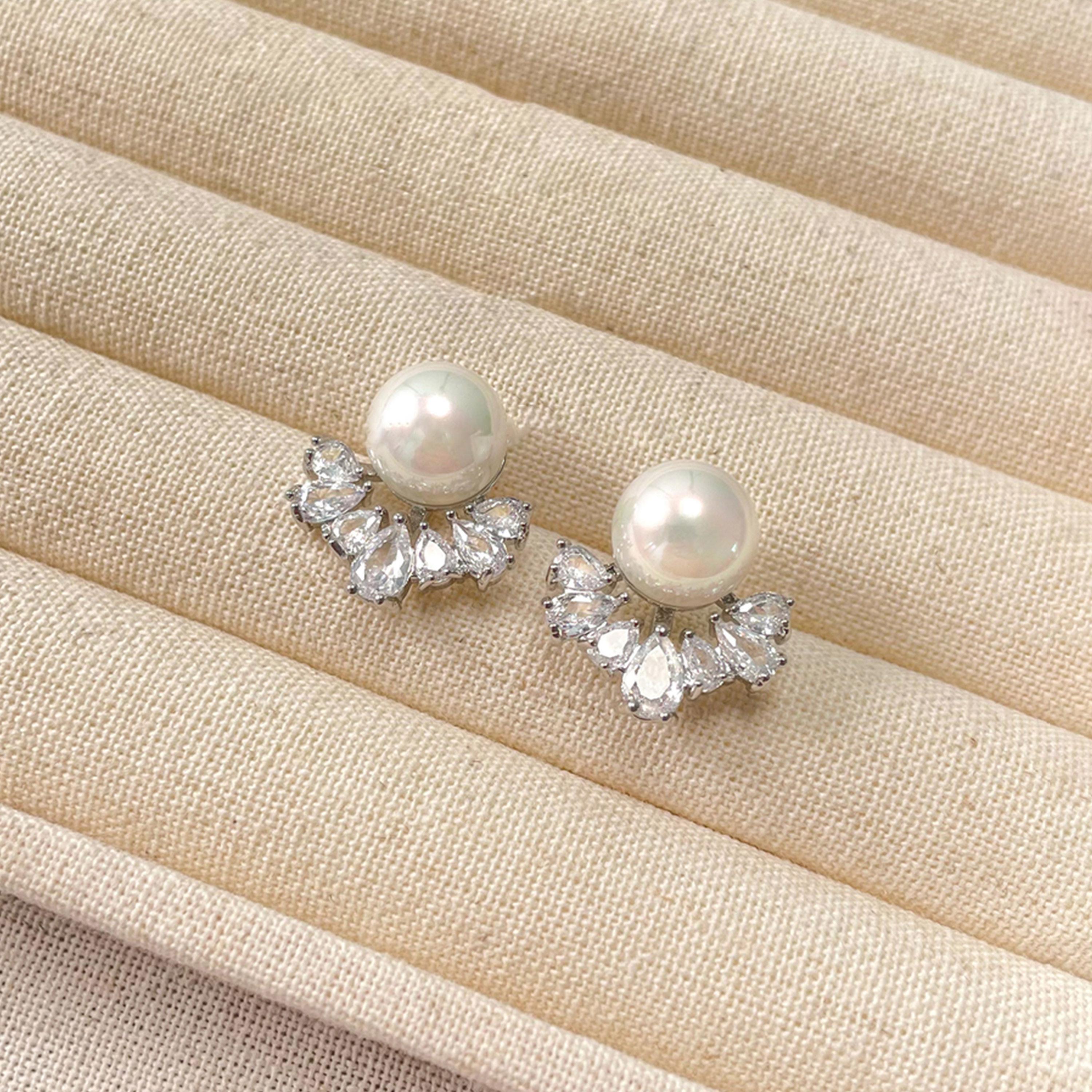 Take Two Silver Faux Pearl Decor Stud Earrings-women-watchesandjewellery-jewellery-earrings-image-2