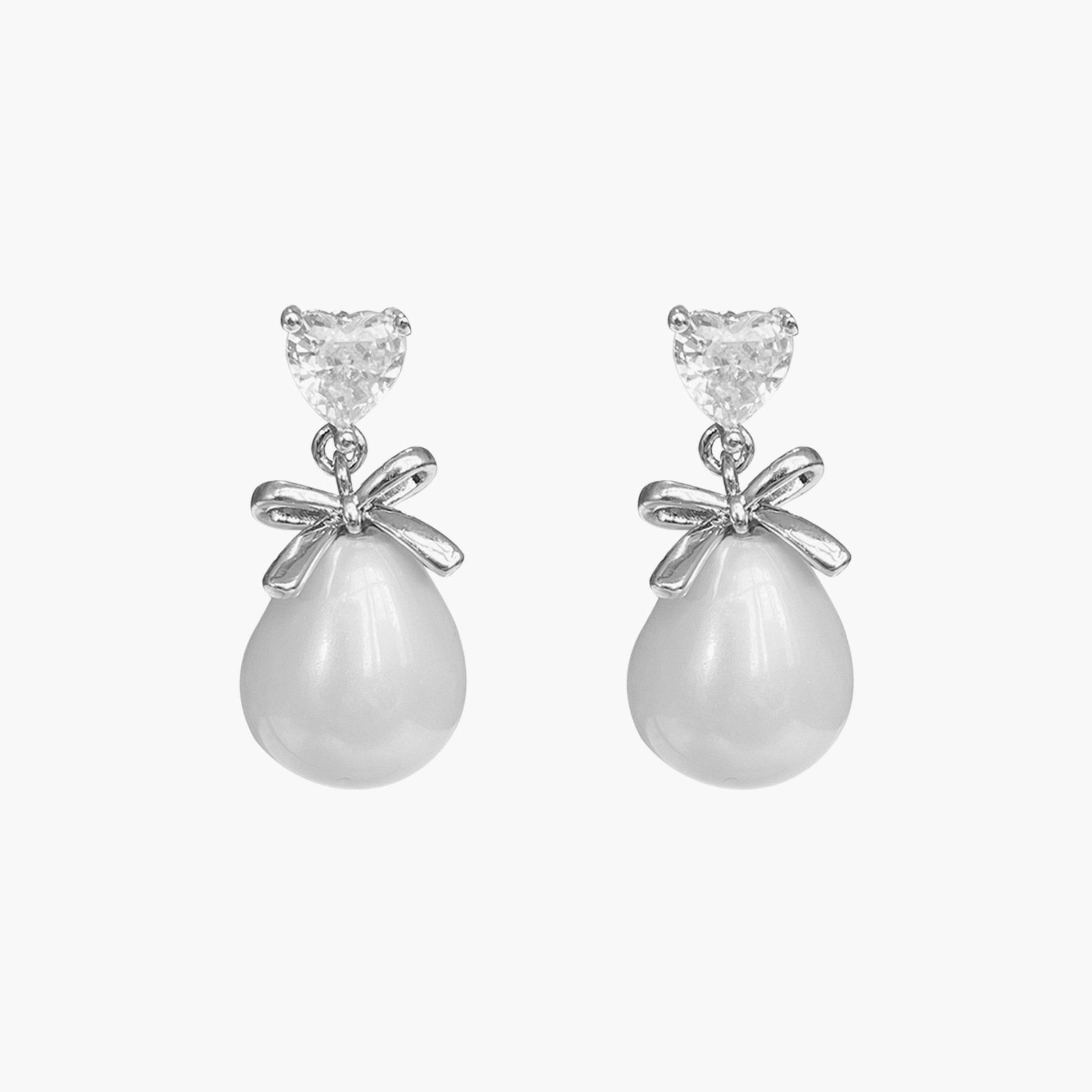 Take Two Gold Faux Pearl Bow Drop Earrings-women-watchesandjewellery-jewellery-earrings-image-1