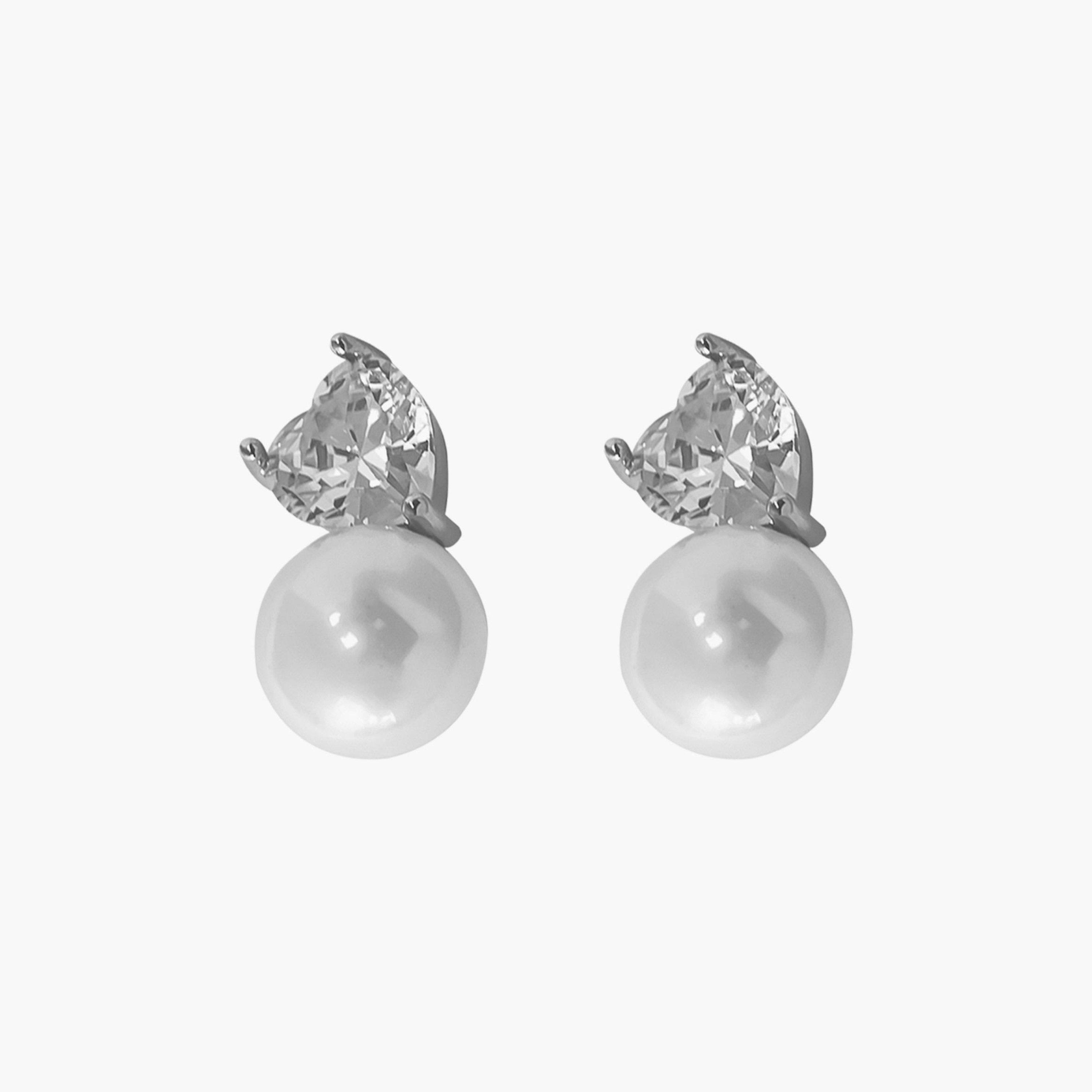 Take Two Gold Accent Faux Pearl Heart Shape Earrings-women-watchesandjewellery-jewellery-earrings-image-1