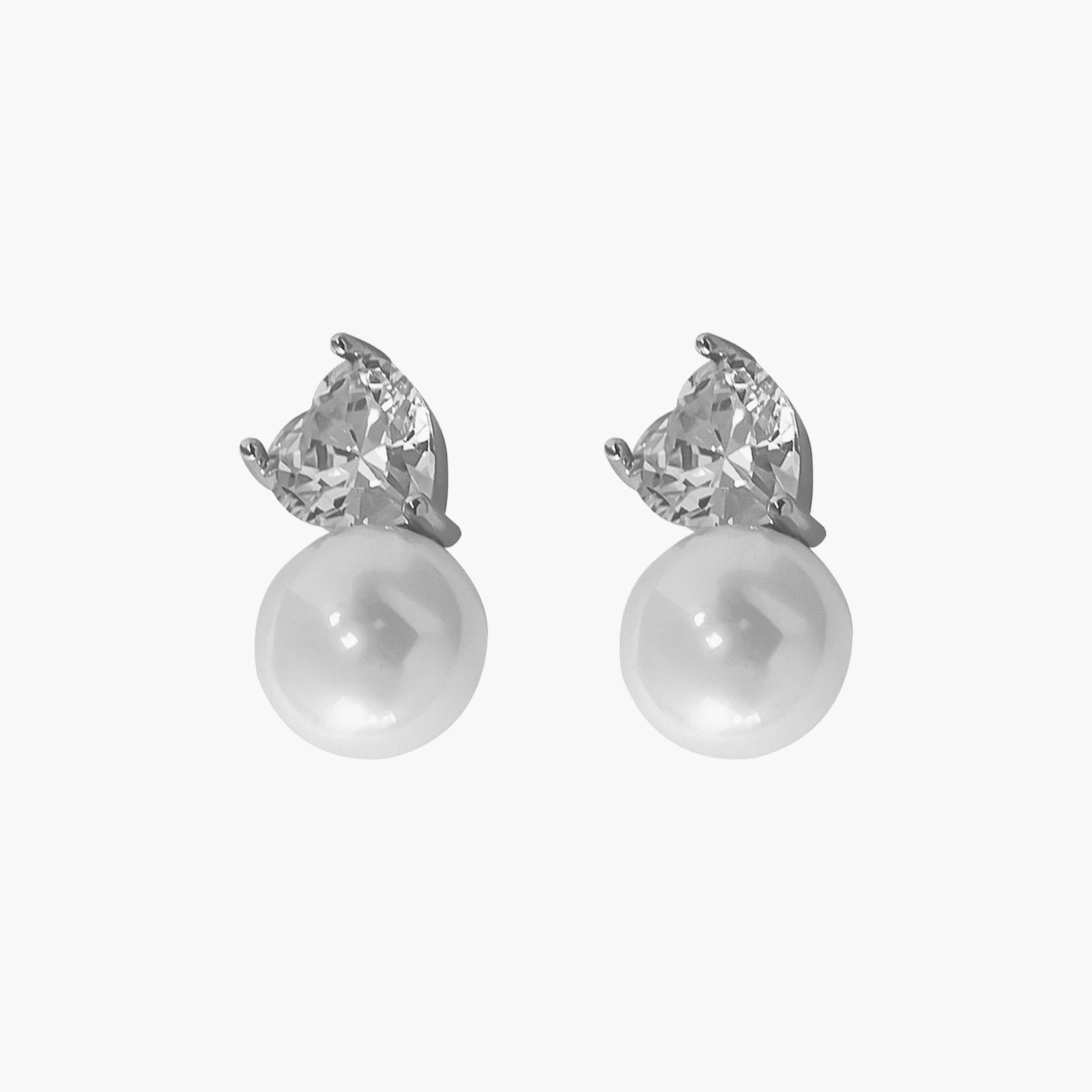 Take Two Silver Accent Faux Pearl Heart Shape Earrings-women-watchesandjewellery-jewellery-earrings-image-1