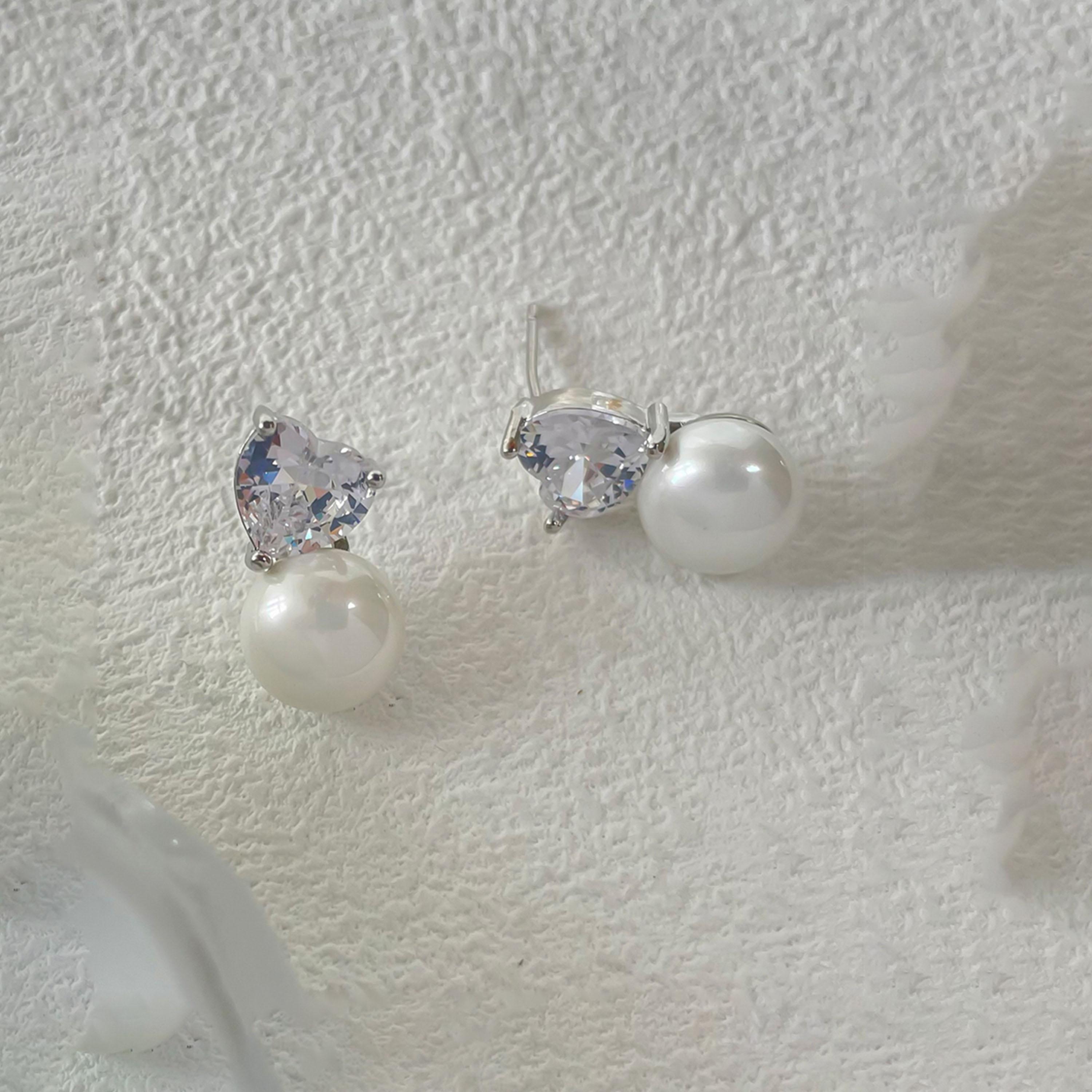 Take Two Silver Accent Faux Pearl Heart Shape Earrings-women-watchesandjewellery-jewellery-earrings-image-3