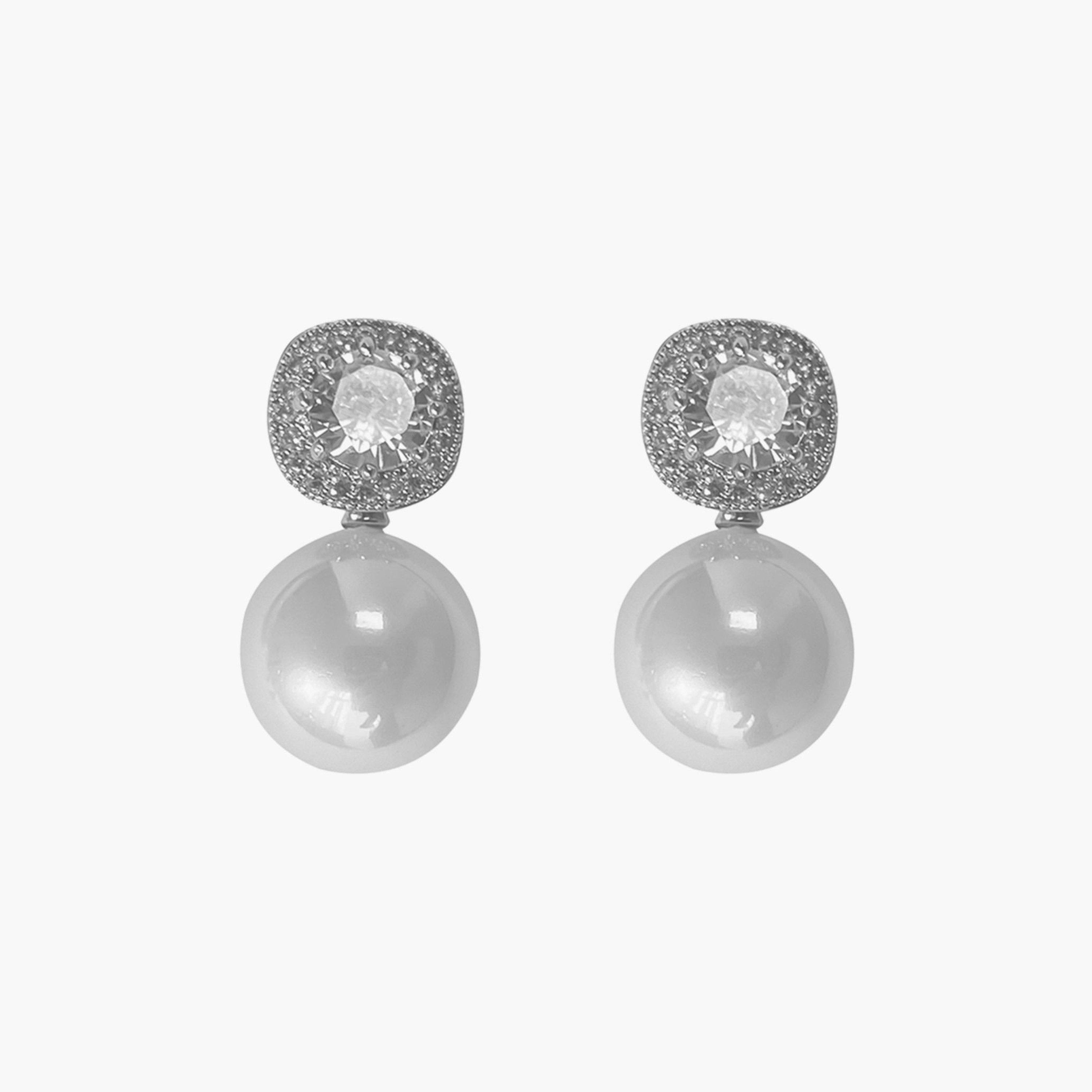 Take Two Silver Faux Pearl Embellished Earrings-women-watchesandjewellery-jewellery-earrings-image-1