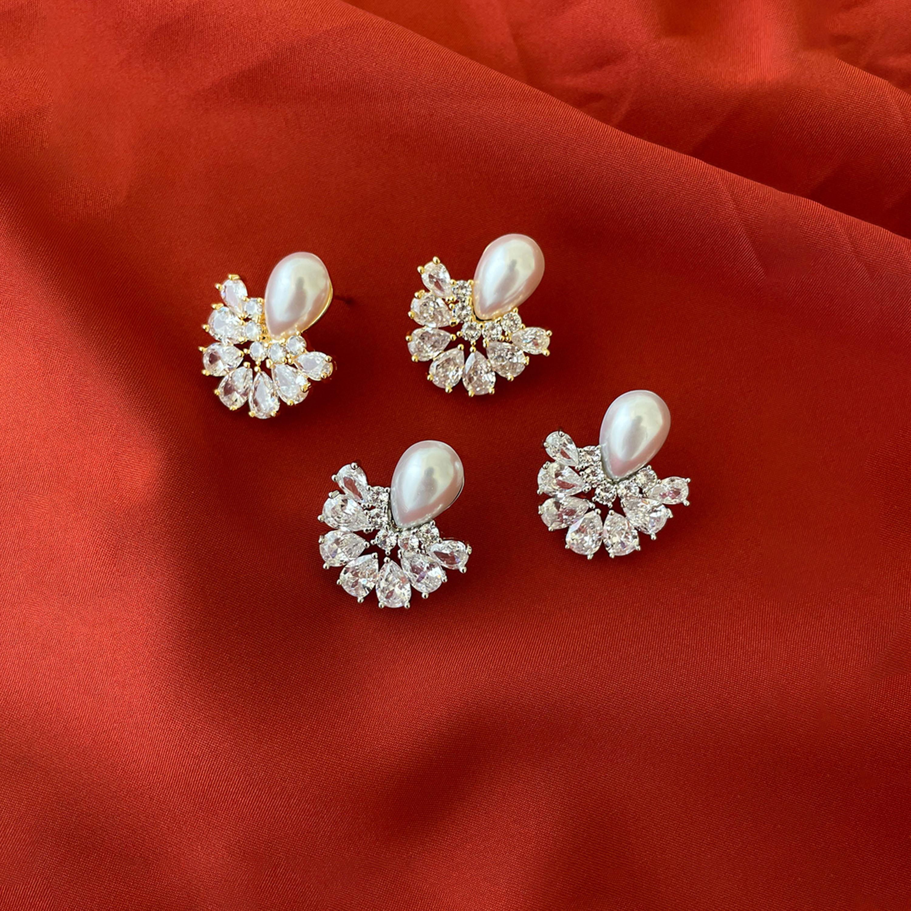 Take Two Gold Teardrop Shape Embellished Earrings-women-watchesandjewellery-jewellery-earrings-image-3