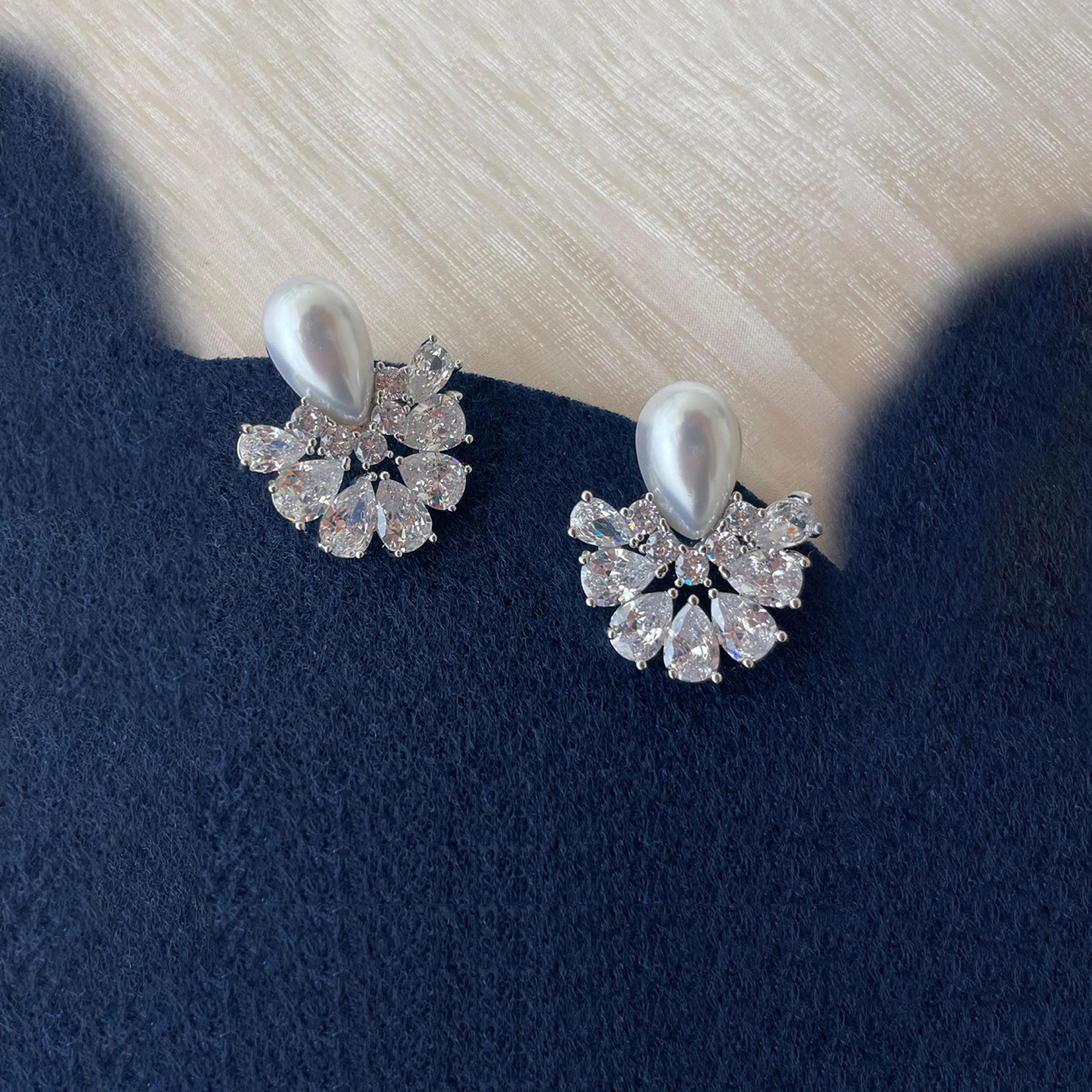 Take Two Silver Teardrop Shape Embellished Earrings-women-watchesandjewellery-jewellery-earrings-image-2