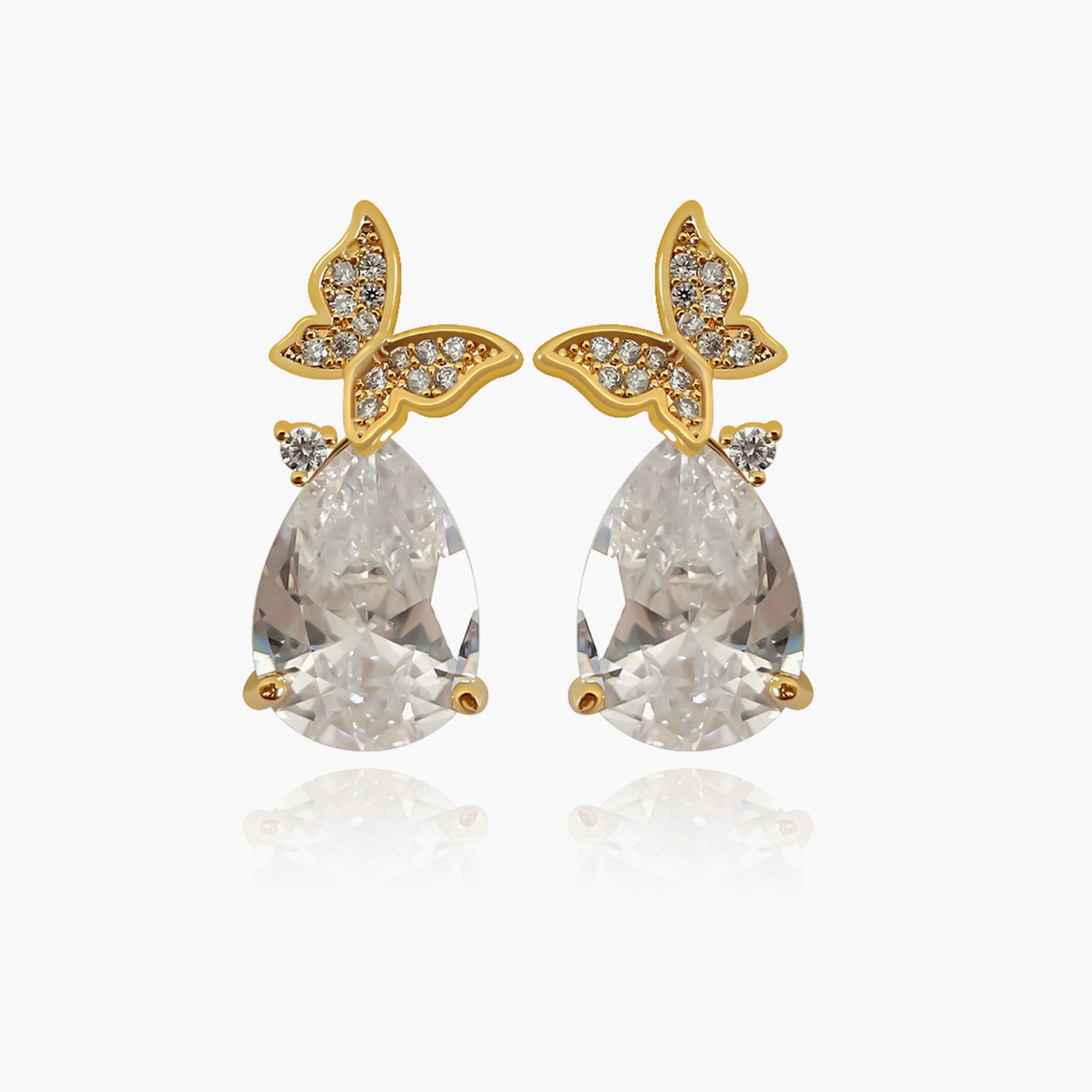 Take Two Butterfly Decor Embellished Drop Earrings-women-watchesandjewellery-jewellery-earrings-image-1