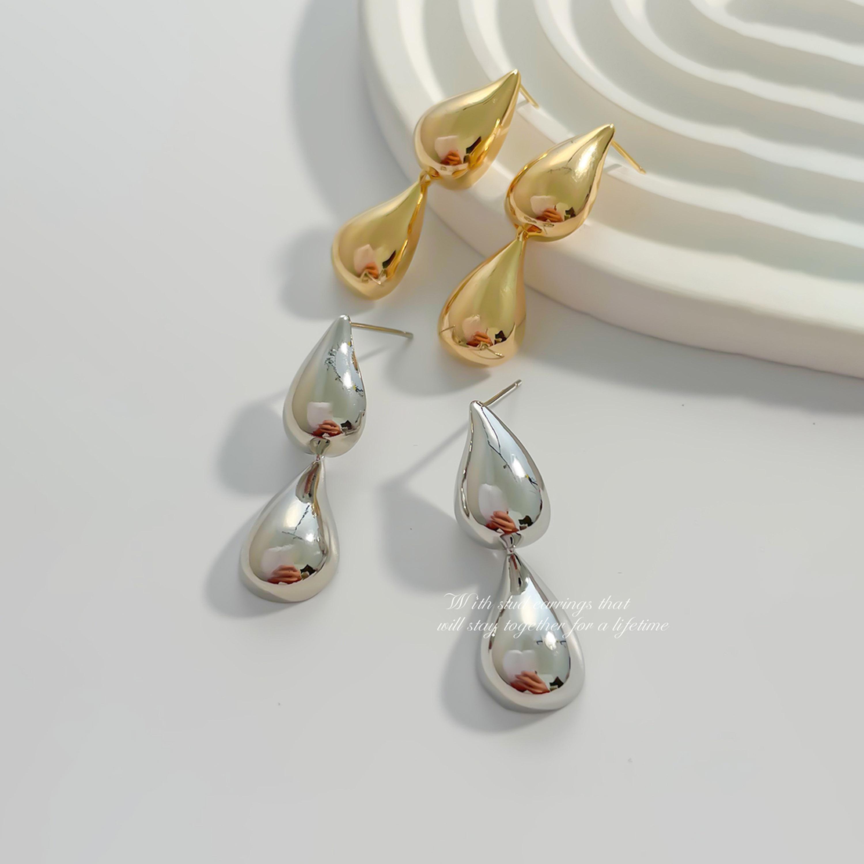 Take Two Gold Waterdrop Shape Drop Earrings-women-watchesandjewellery-jewellery-earrings-image-4