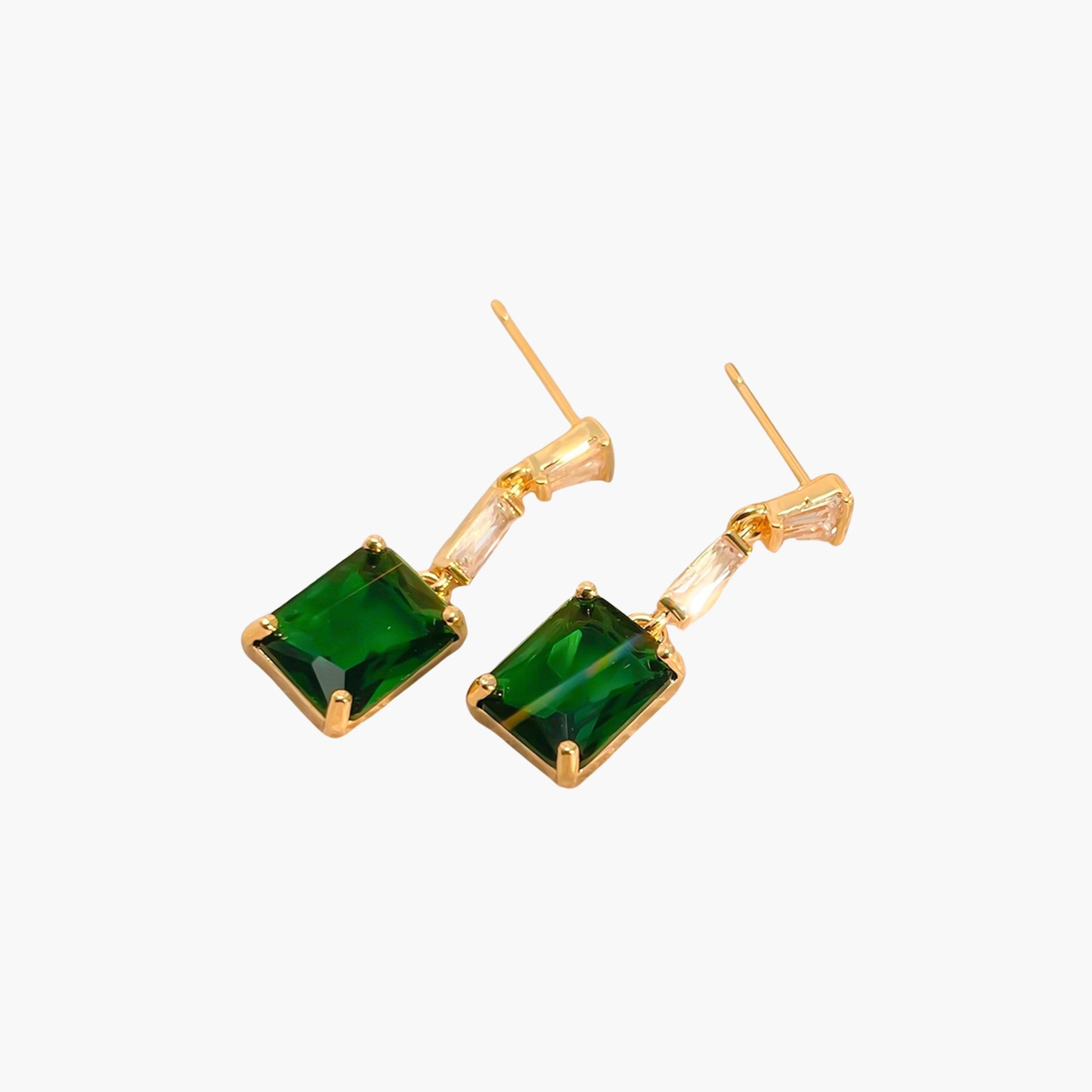 Take Two Emerald Green Dangle Earrings-women-watchesandjewellery-jewellery-earrings-image-1