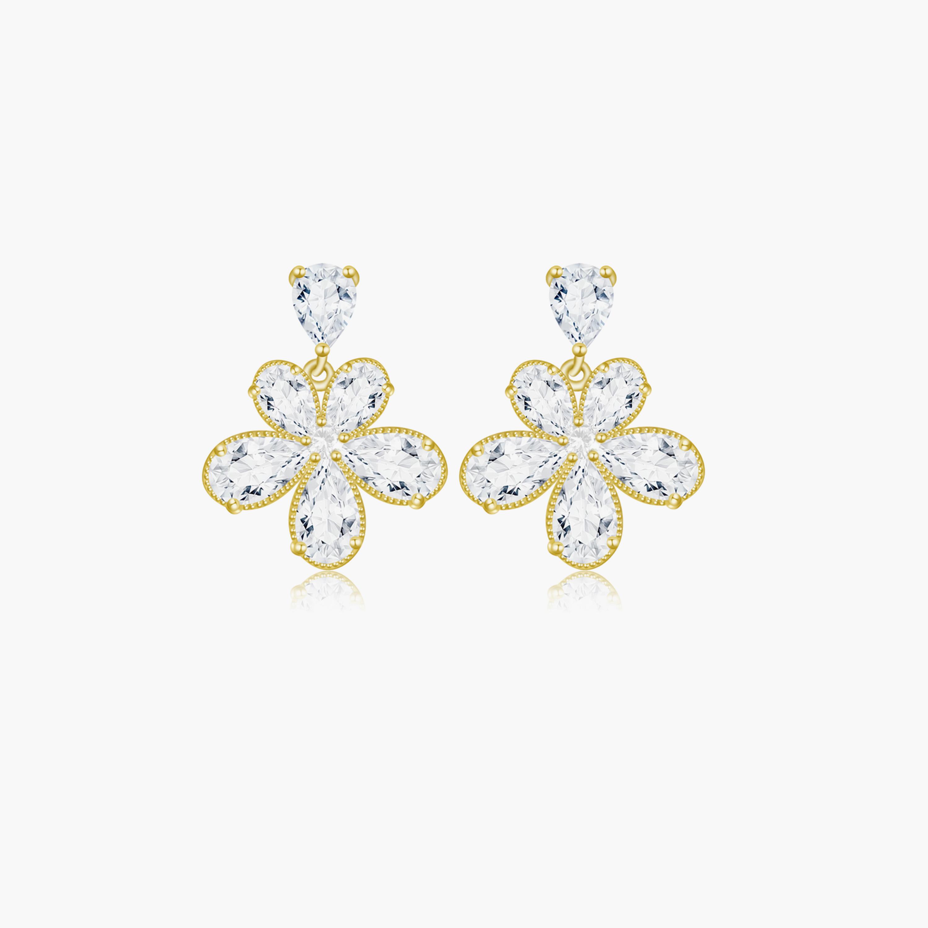 Take Two Embellished Floral Drop Earrings-women-watchesandjewellery-jewellery-earrings-image-1