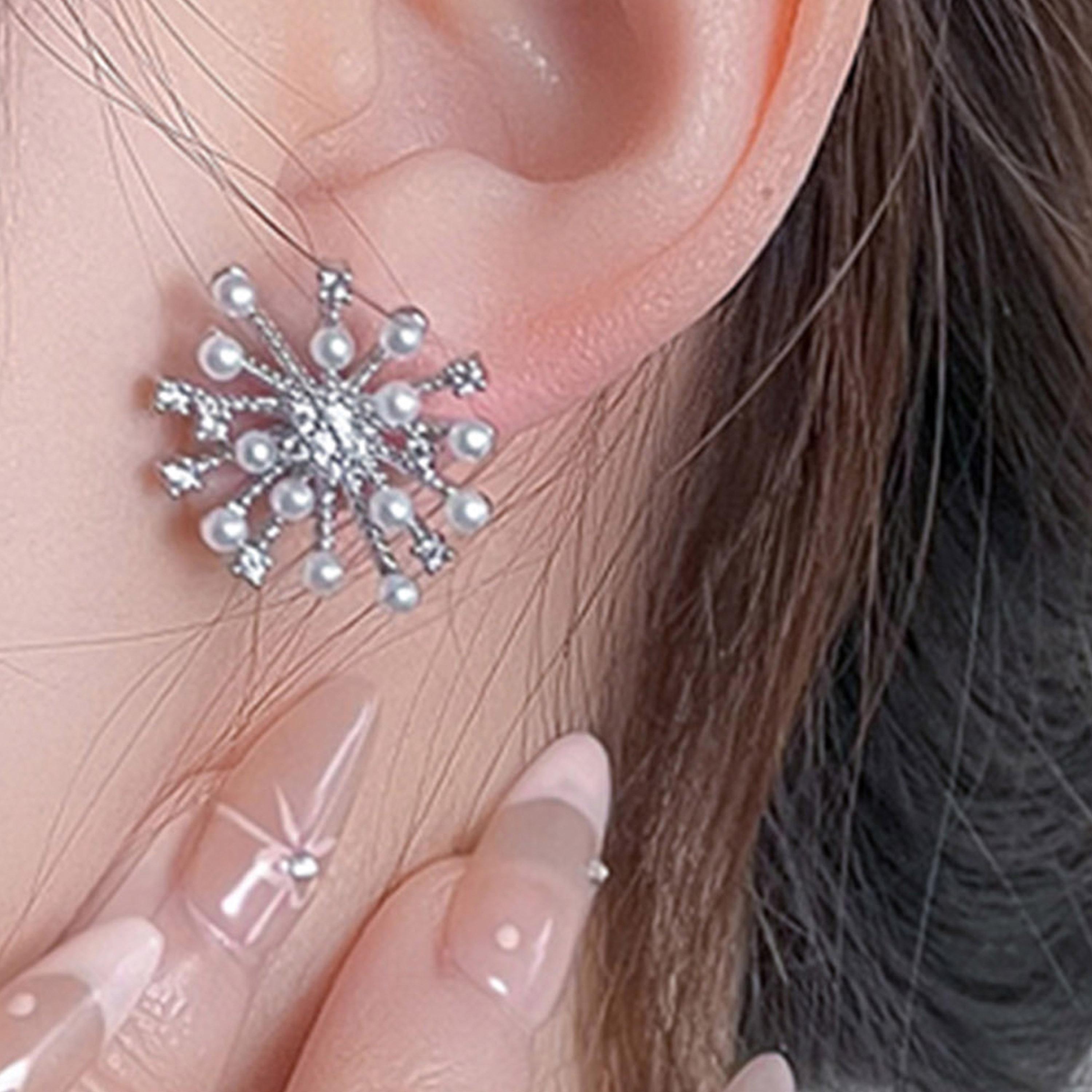 Take Two Gold Firework Shape Earrings with Faux Pearl-women-watchesandjewellery-jewellery-earrings-image-2