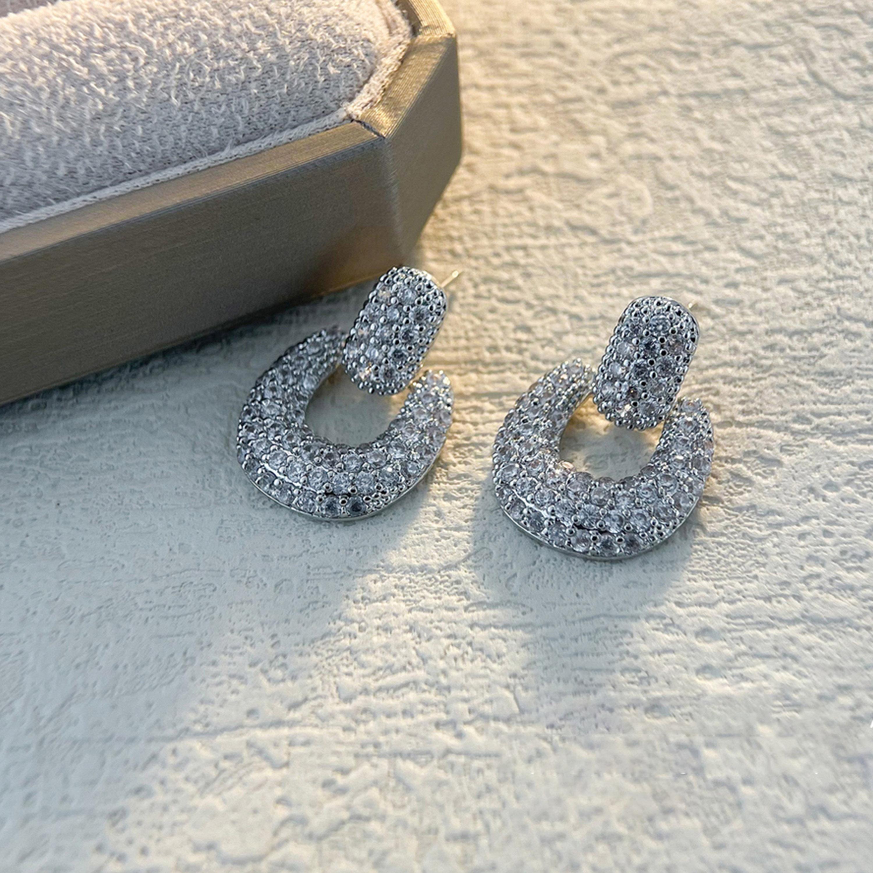 Take Two Silver Embellished Drop Earrings-women-watchesandjewellery-jewellery-earrings-image-3