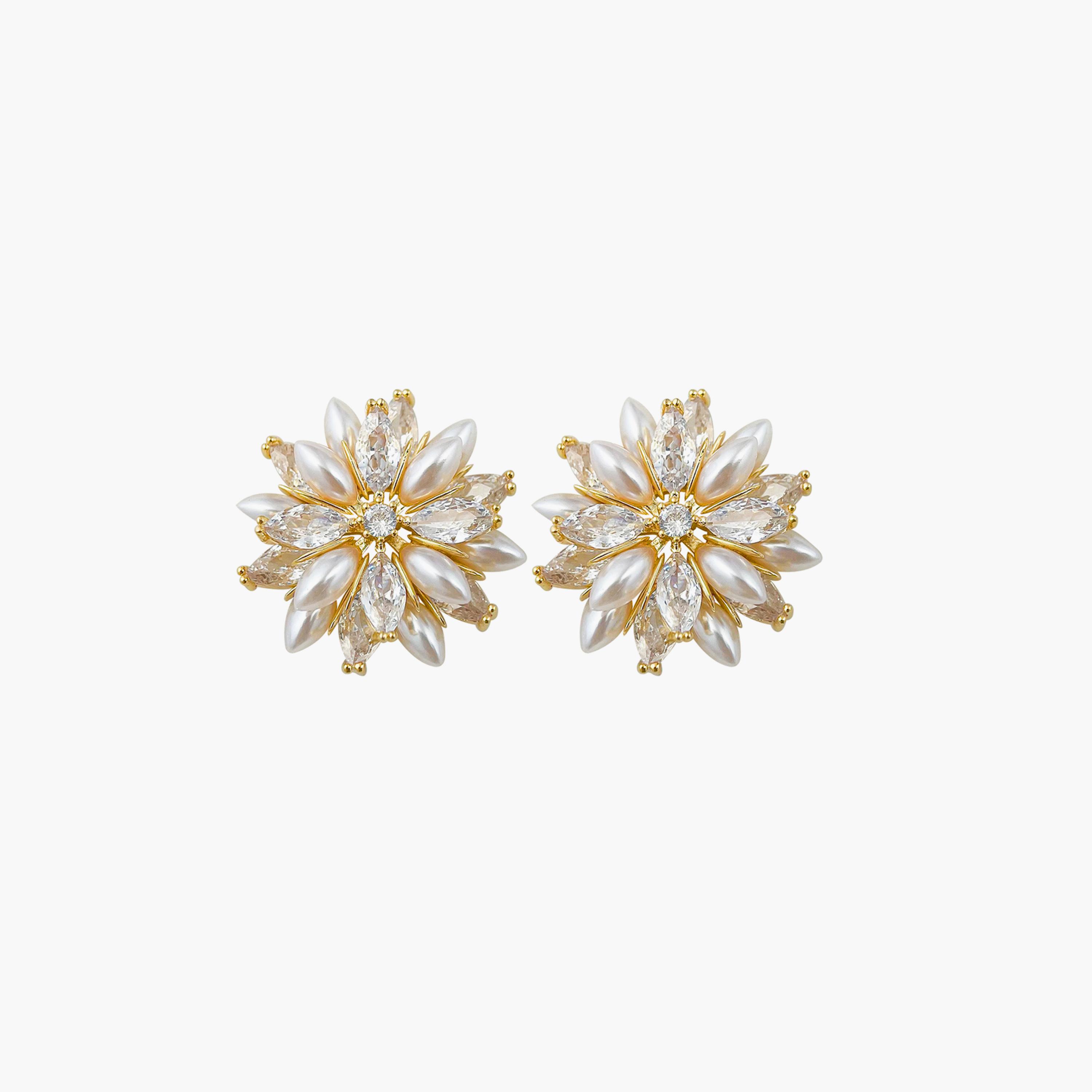 Take Two Floral Decor Earrings with Faux Pearl-women-watchesandjewellery-jewellery-earrings-image-1