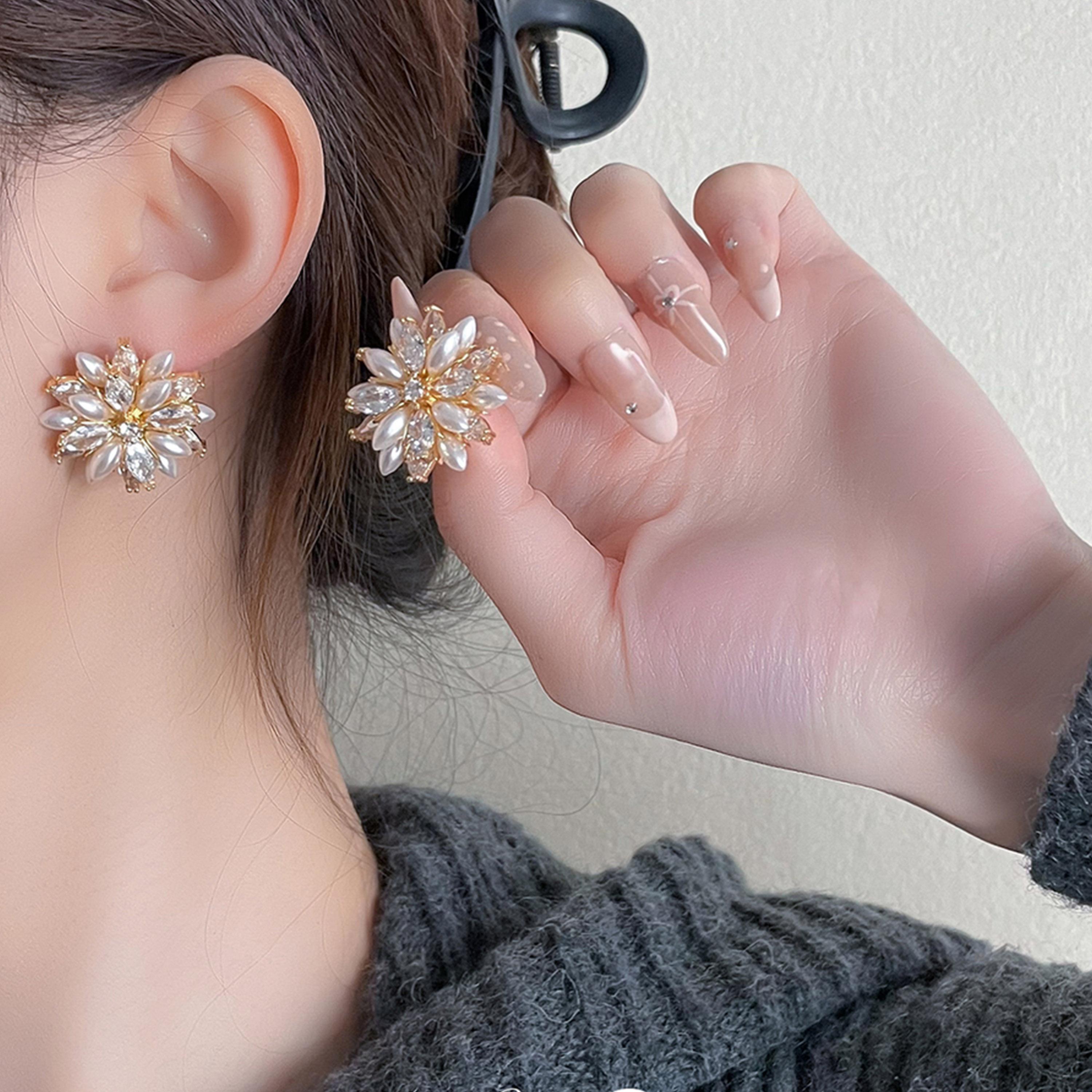 Take Two Floral Decor Earrings with Faux Pearl-women-watchesandjewellery-jewellery-earrings-image-2