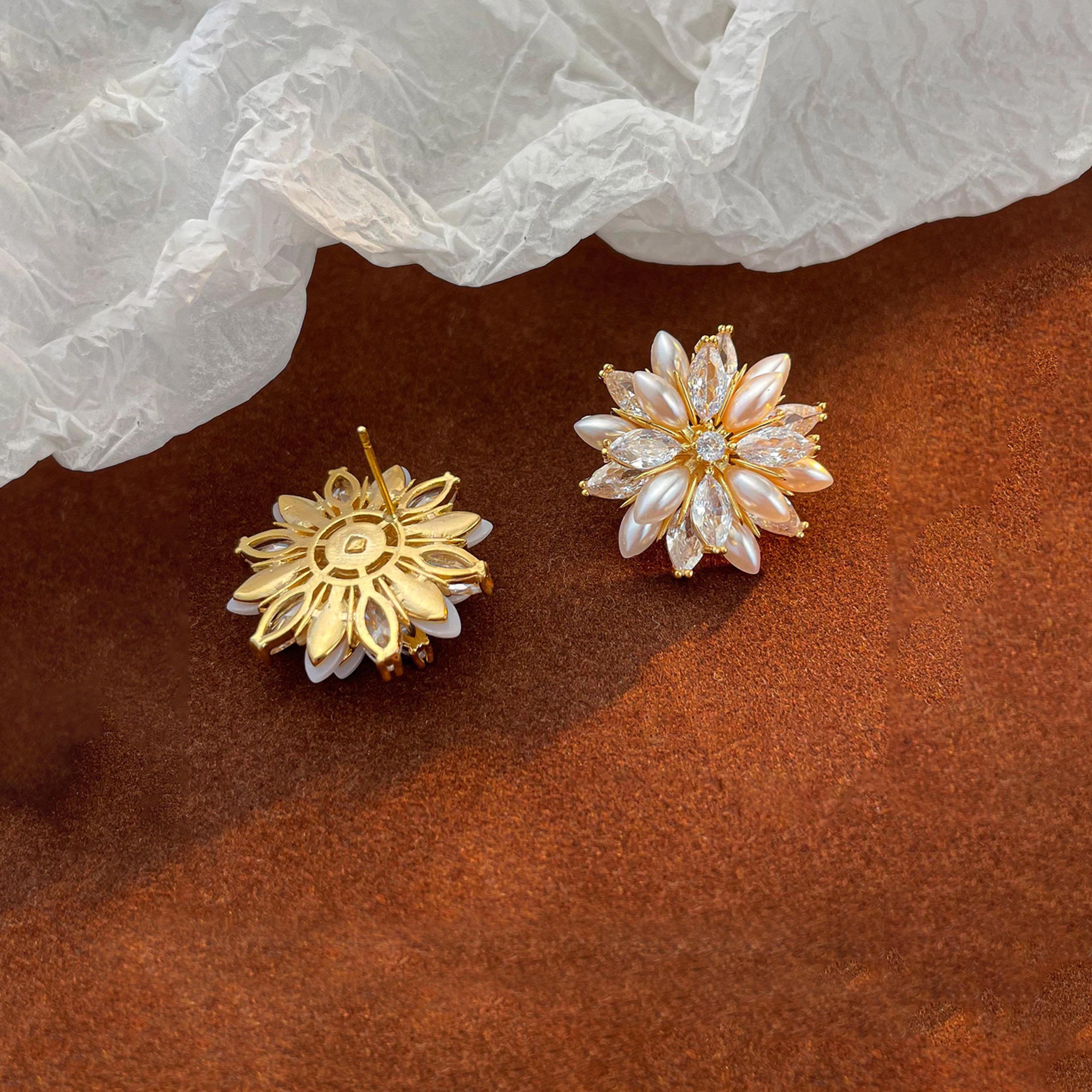 Take Two Floral Decor Earrings with Faux Pearl-women-watchesandjewellery-jewellery-earrings-image-3