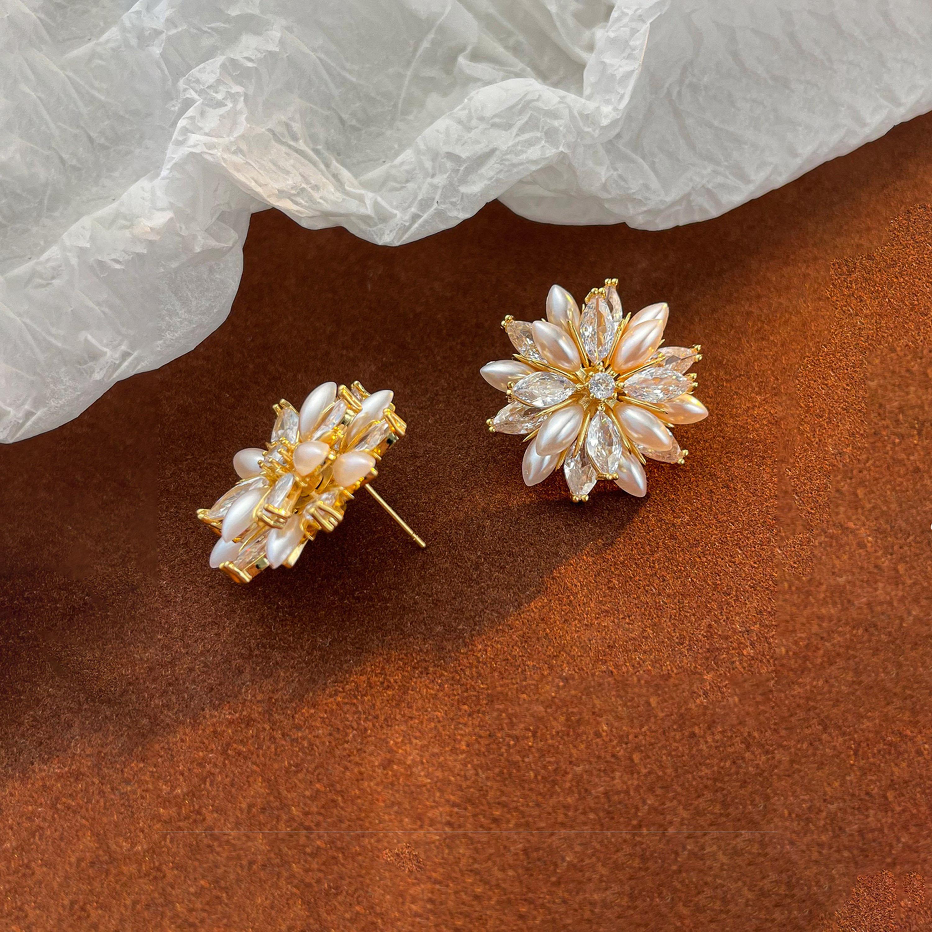 Take Two Floral Decor Earrings with Faux Pearl-women-watchesandjewellery-jewellery-earrings-image-5