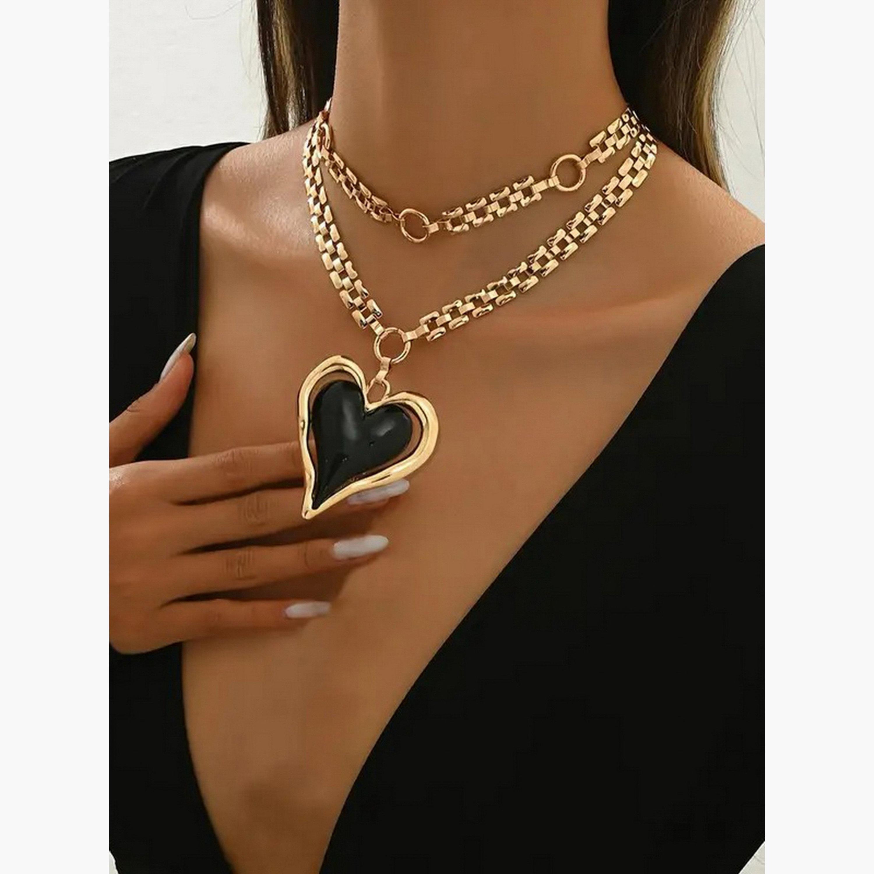 تيك تو - قلادة متعددة الطبقات مزينة على شكل قلب-women-watchesandjewellery-jewellery-necklacesandpendants-image-3