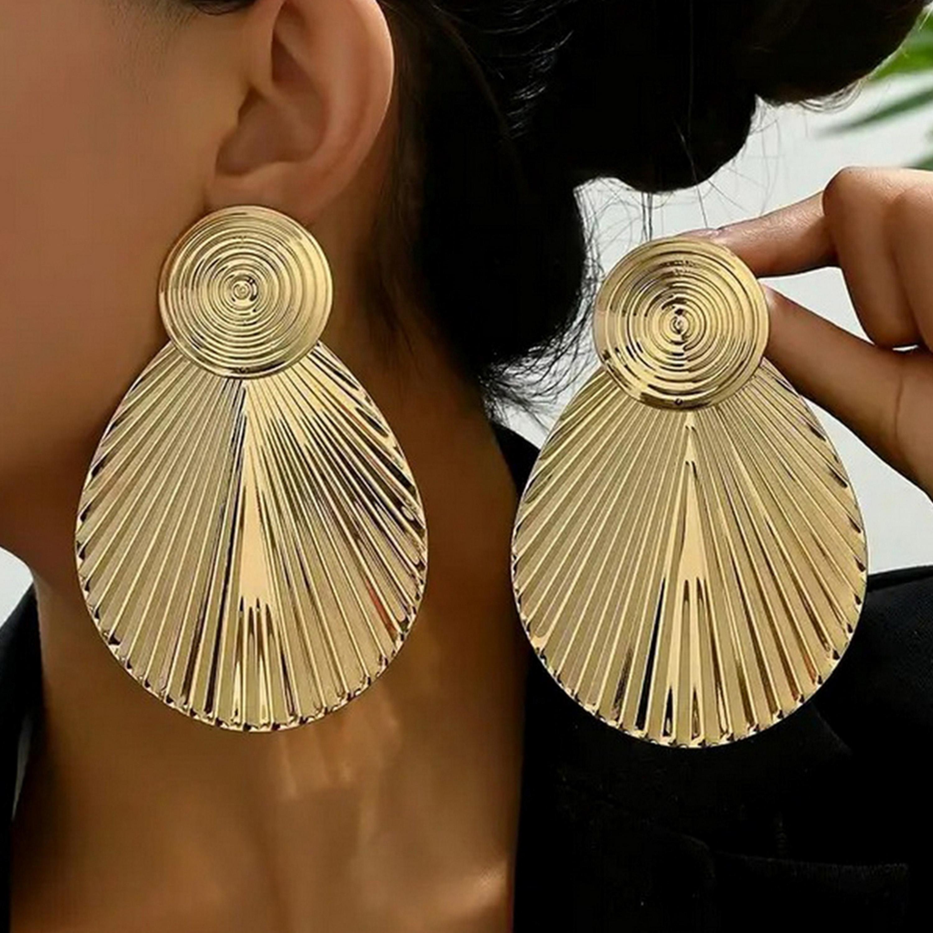 Take Two Women  Shell Shape Statement Dangler Earrings-women-watchesandjewellery-jewellery-earrings-image-2