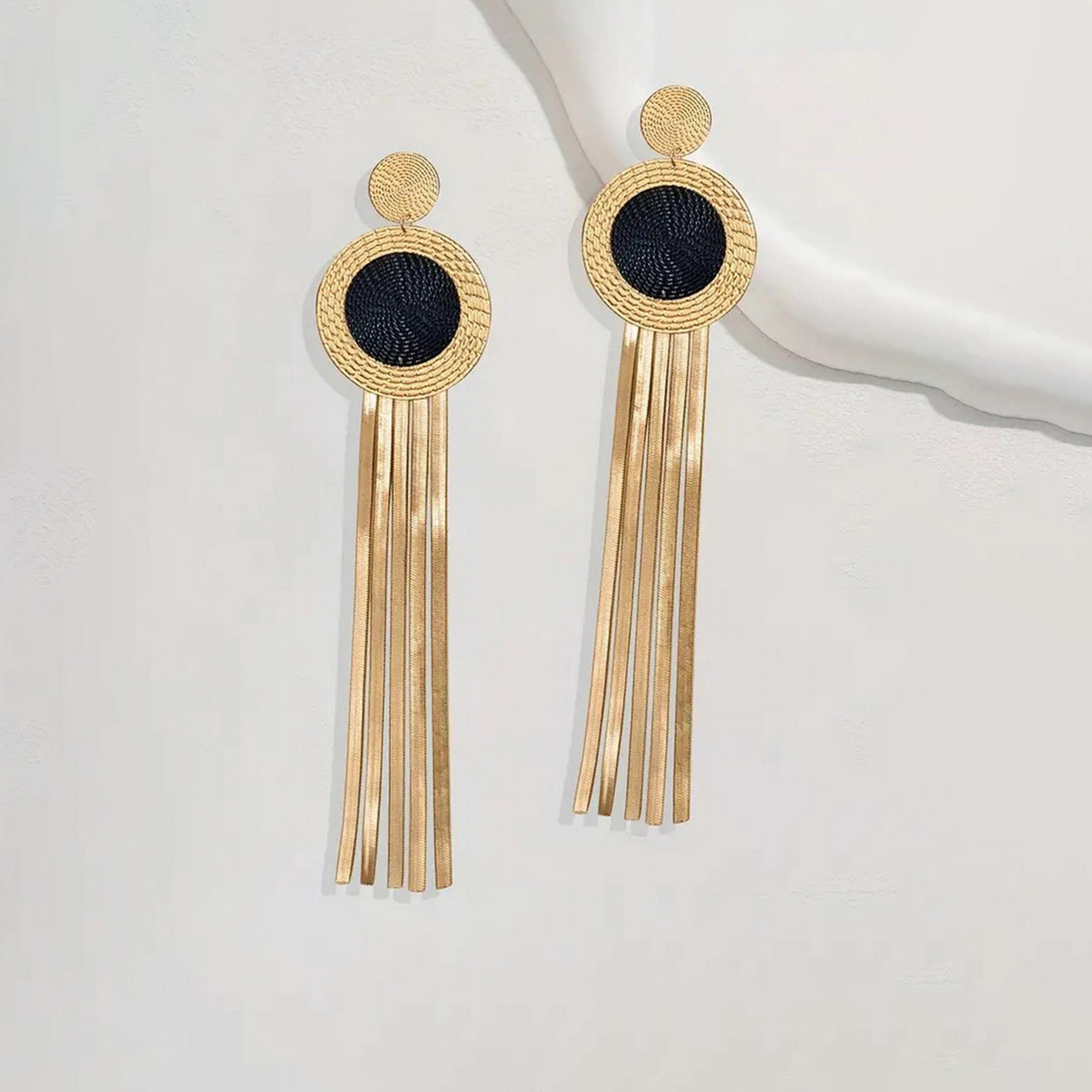 Take Two Women  Circle Tassel Metal Earrings-women-watchesandjewellery-jewellery-earrings-image-1