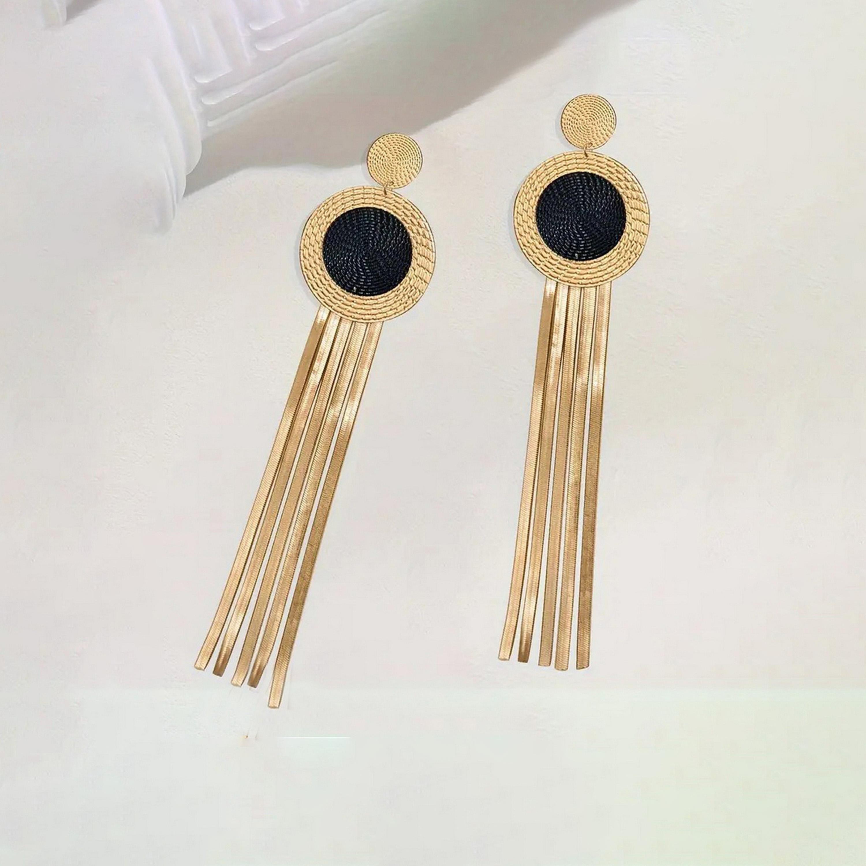 Take Two Women  Circle Tassel Metal Earrings-women-watchesandjewellery-jewellery-earrings-image-4