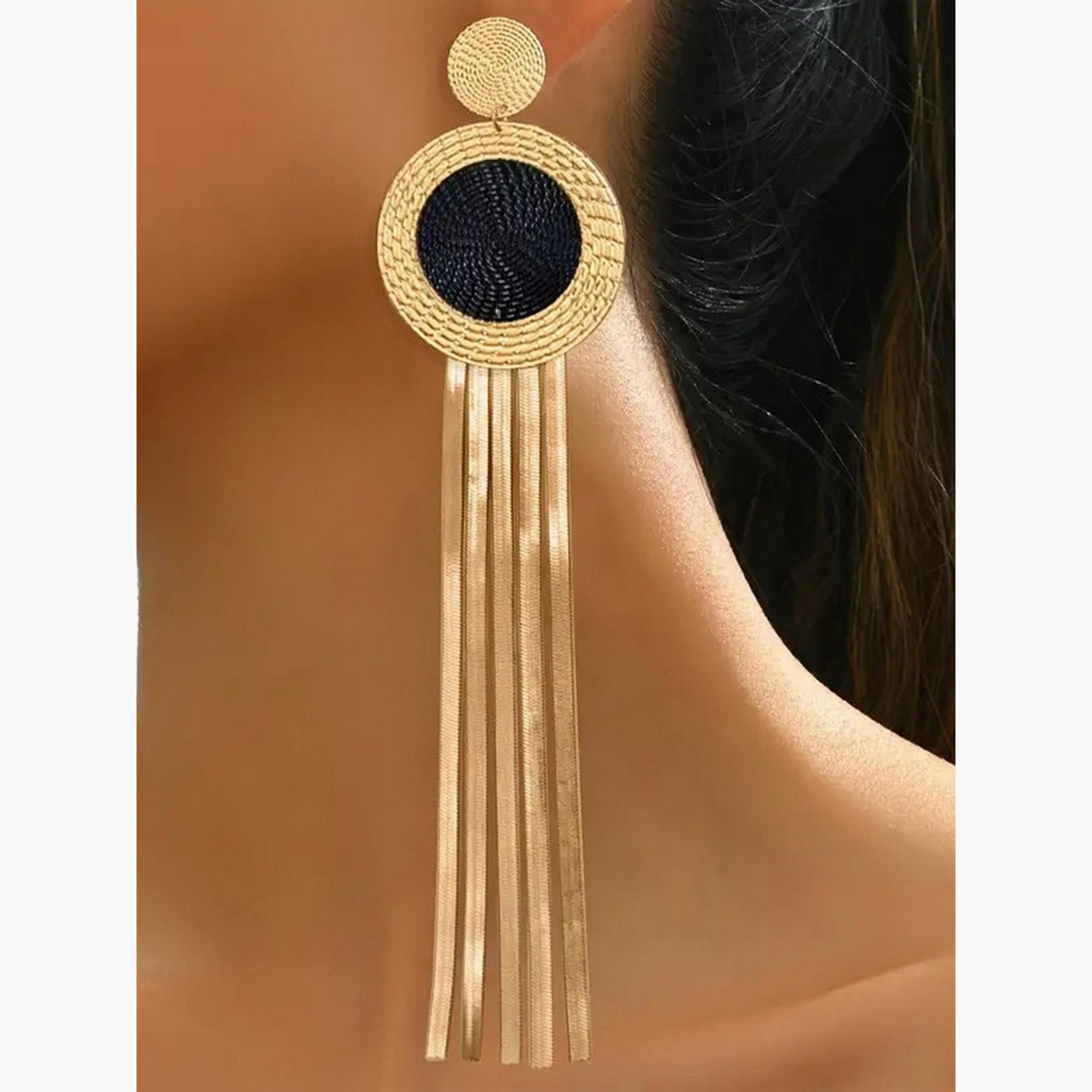 Take Two Women  Circle Tassel Metal Earrings-women-watchesandjewellery-jewellery-earrings-image-5
