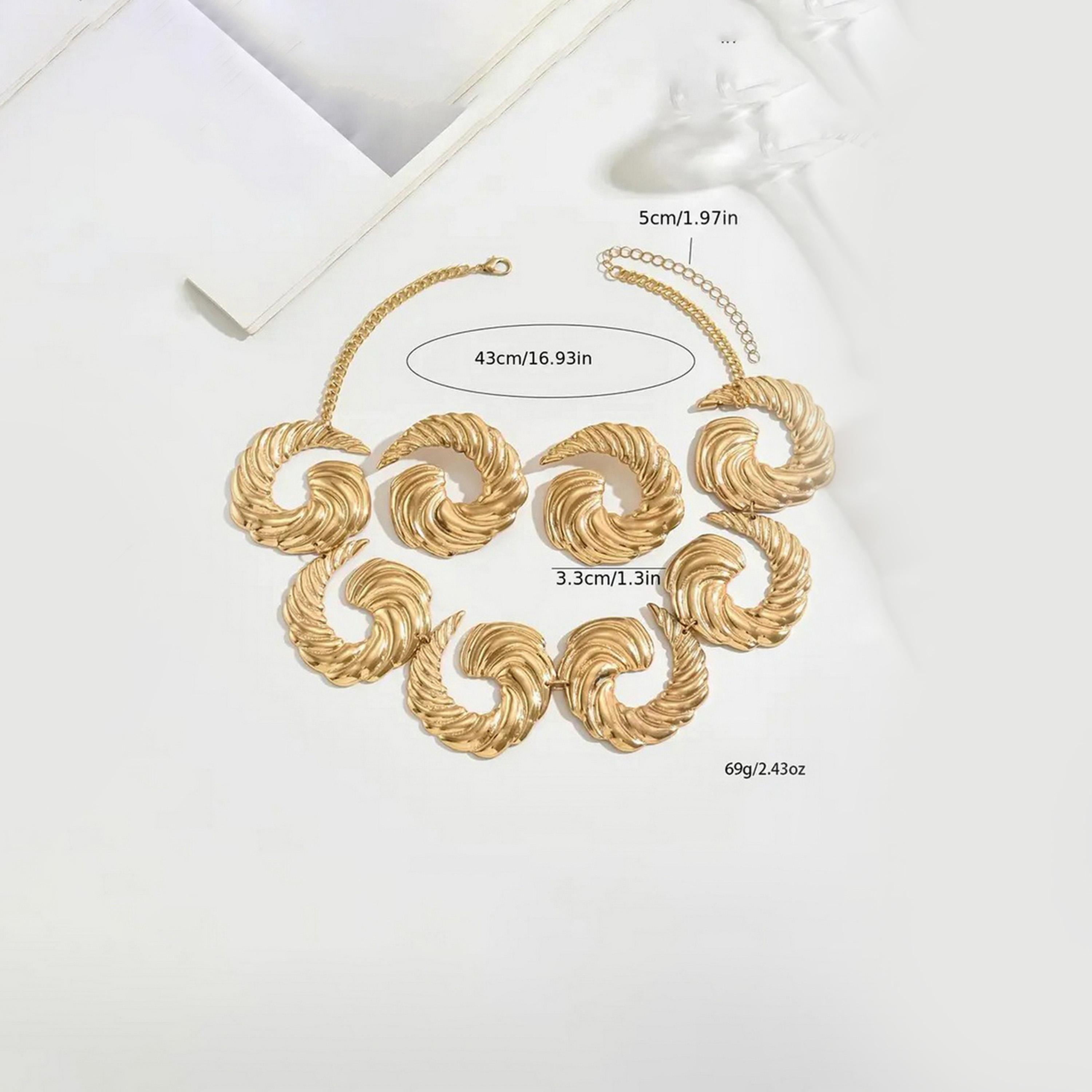 Take Two Women  Textured Statement Necklace and Earrings Jewelry Set-women-watchesandjewellery-jewellery-jewellerysets-image-3