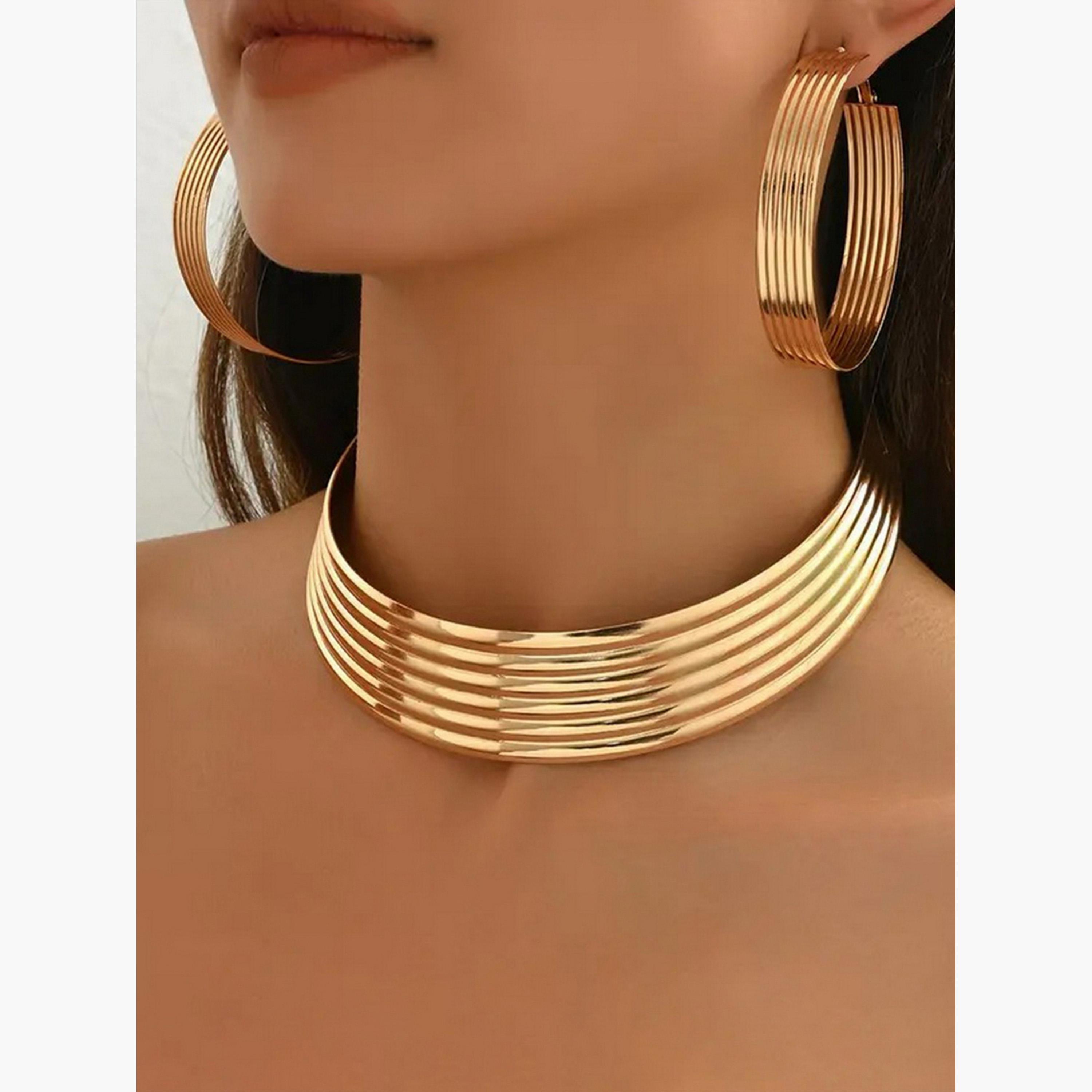 تيك تو - طقم مجوهرات من قلادة وأقراط من خيوط معدنية-women-watchesandjewellery-jewellery-jewellerysets-image-2
