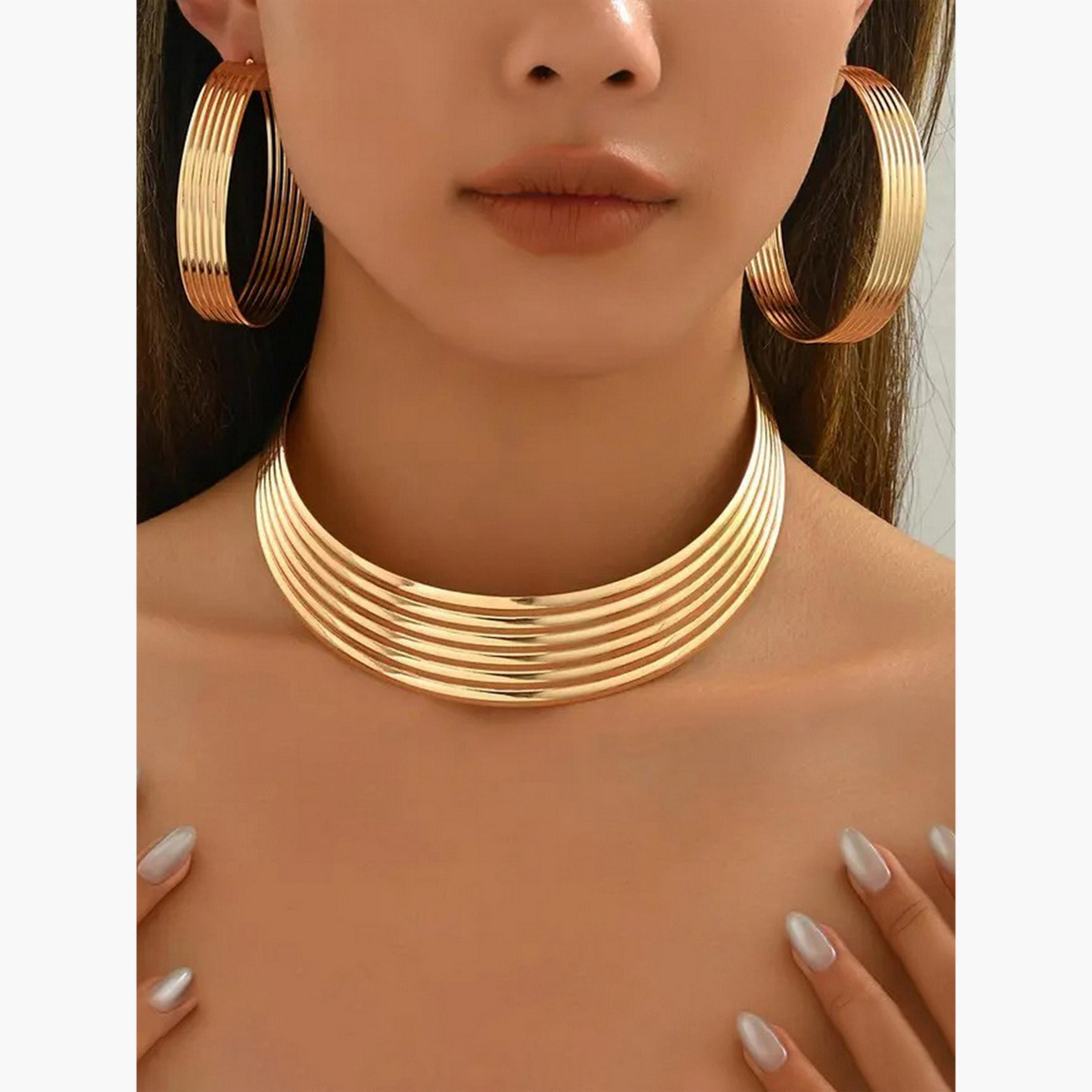 Take Two Women  Metal Thread Necklace and Earrings Jewelry Set-women-watchesandjewellery-jewellery-jewellerysets-image-3