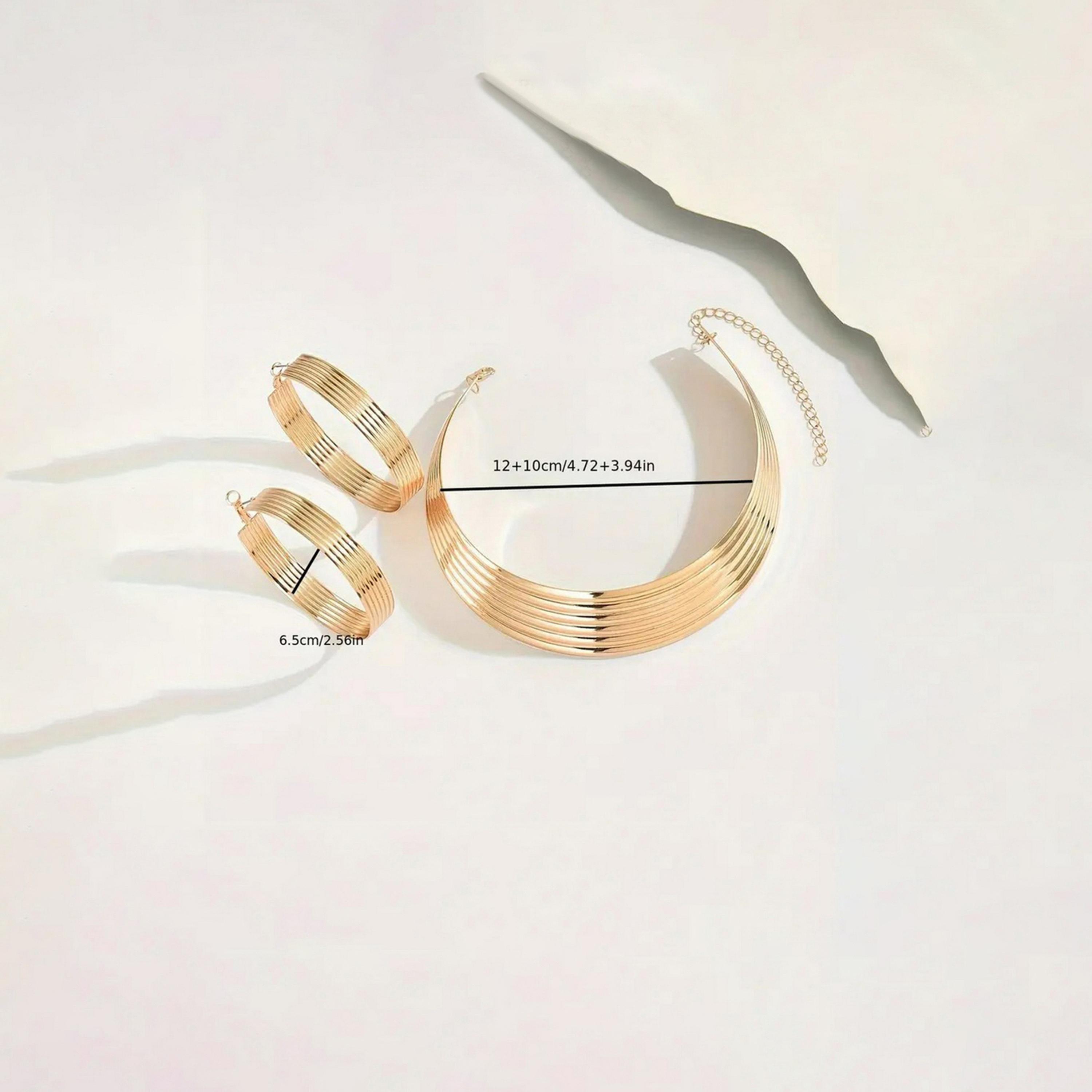 تيك تو - طقم مجوهرات من قلادة وأقراط من خيوط معدنية-women-watchesandjewellery-jewellery-jewellerysets-image-4