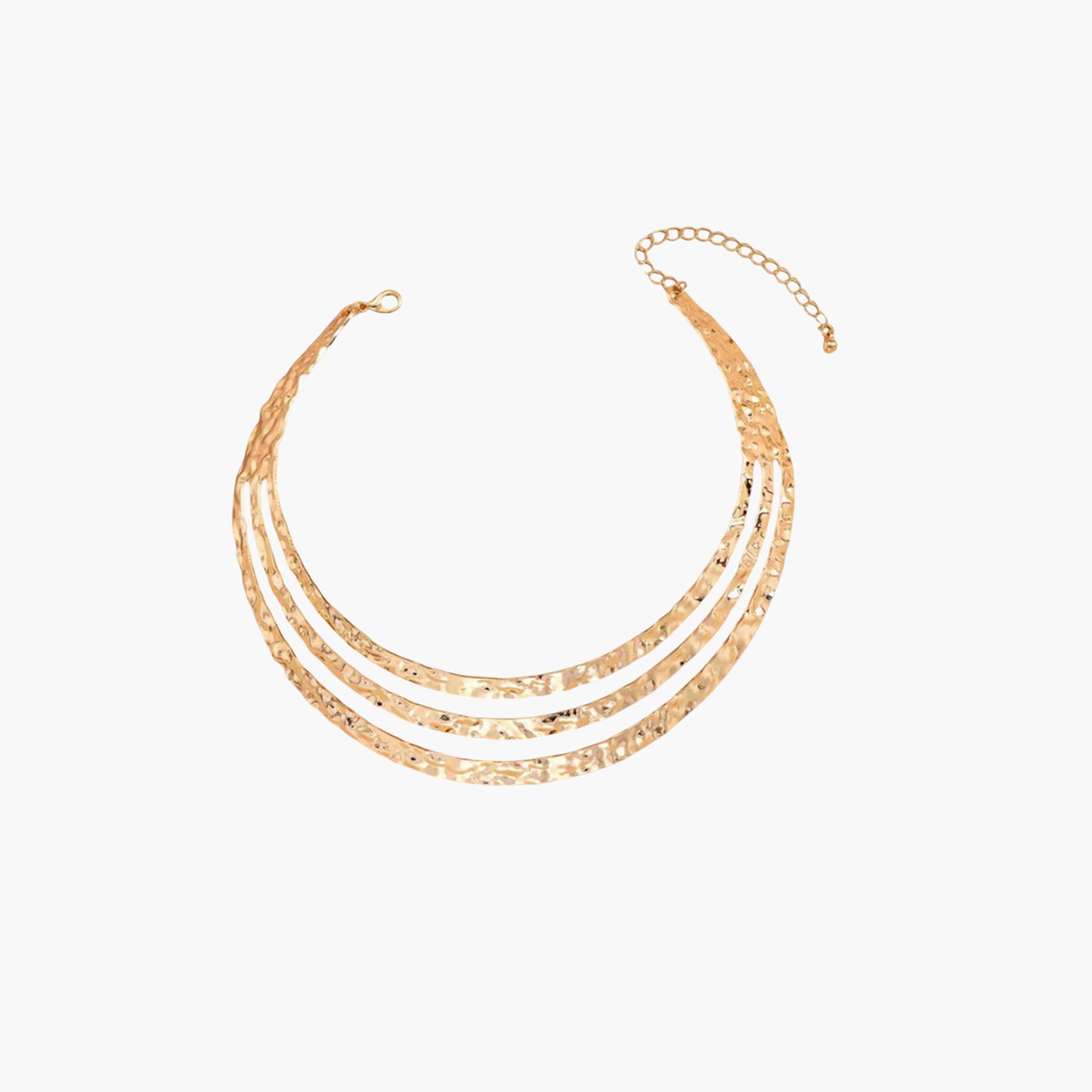 تيك تو - قلادة تشوكر معدنية مطروقة-women-watchesandjewellery-jewellery-necklacesandpendants-image-1