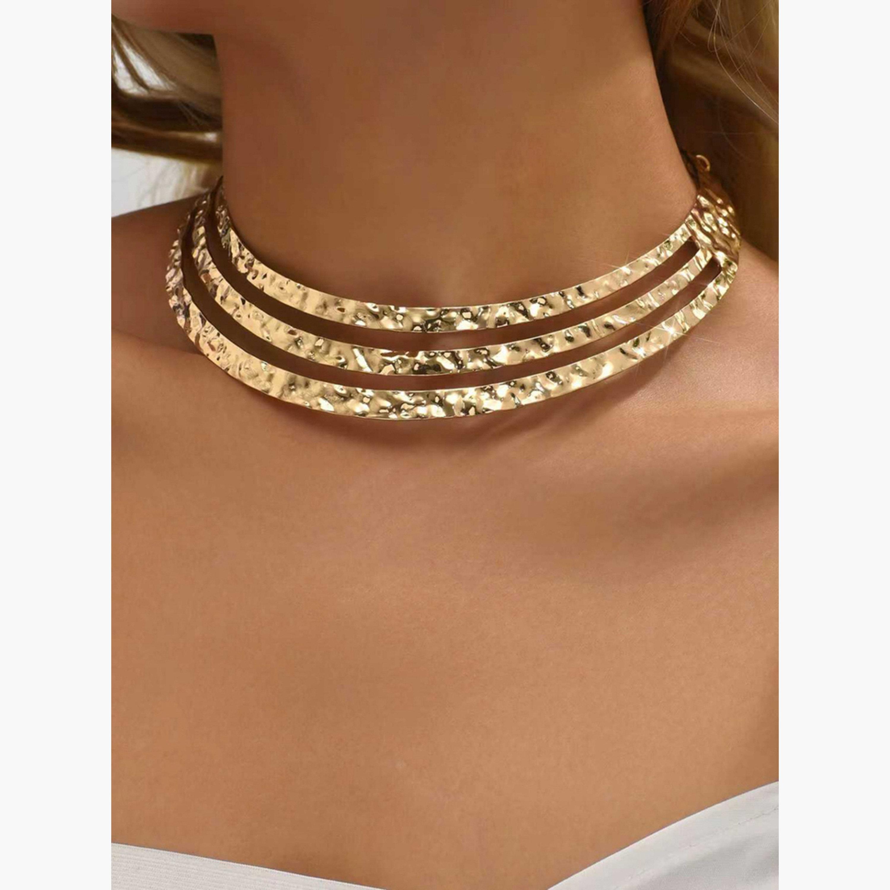 تيك تو - قلادة تشوكر معدنية مطروقة-women-watchesandjewellery-jewellery-necklacesandpendants-image-2