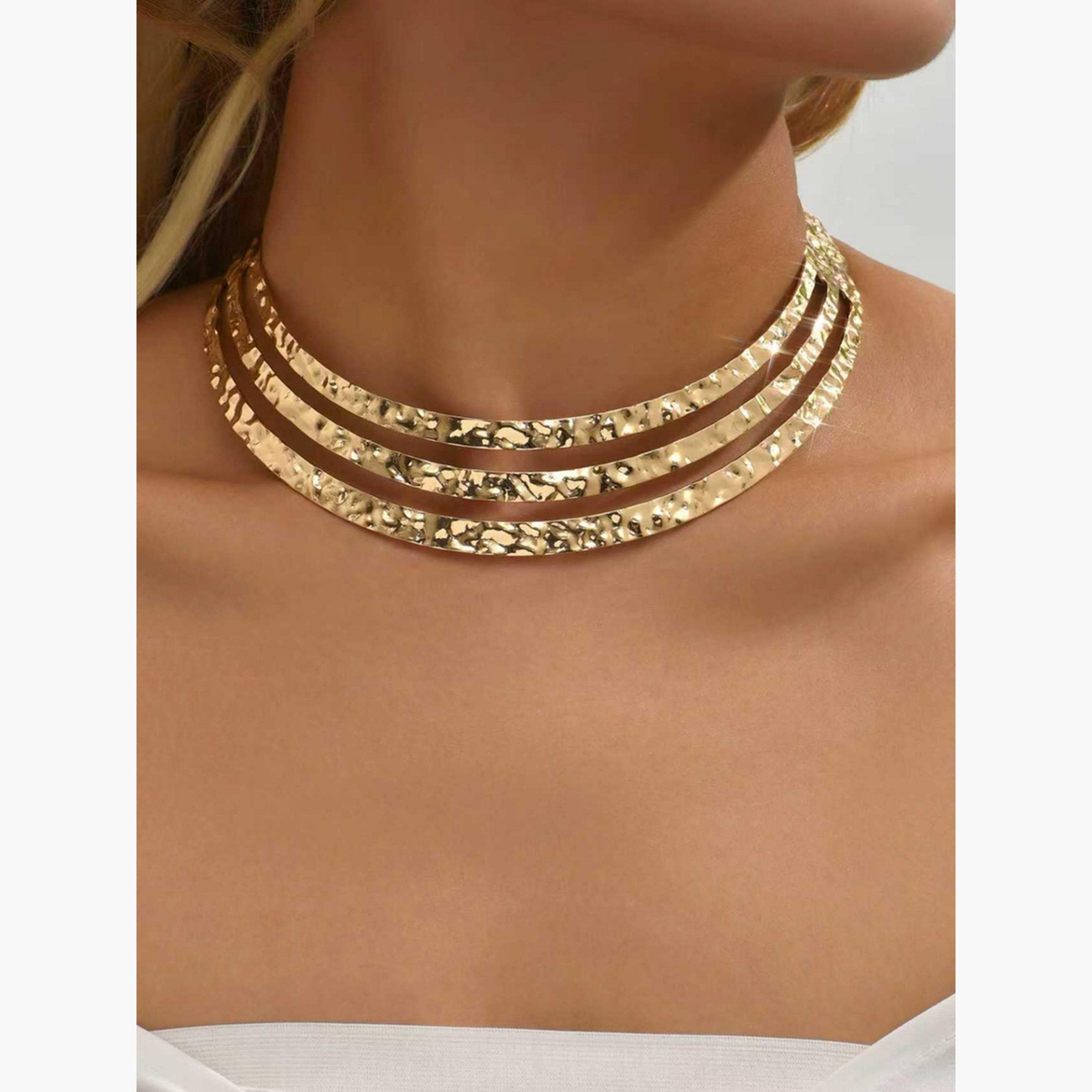 تيك تو - قلادة تشوكر معدنية مطروقة-women-watchesandjewellery-jewellery-necklacesandpendants-image-3