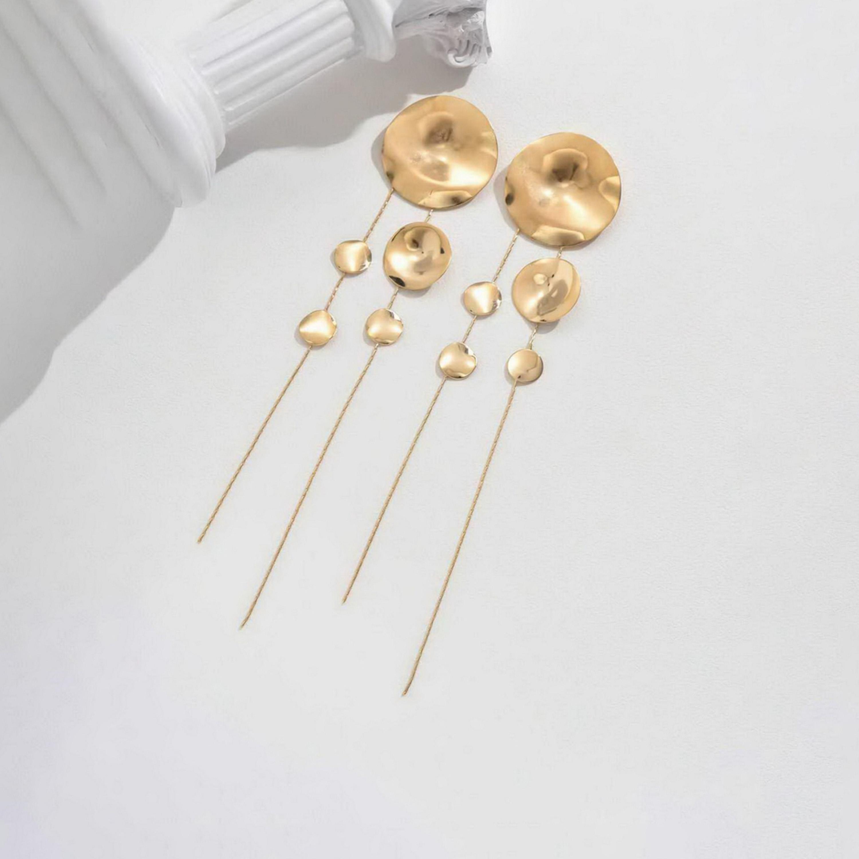 Take Two Women  Round Decor Tassel Earrings-women-watchesandjewellery-jewellery-earrings-image-1