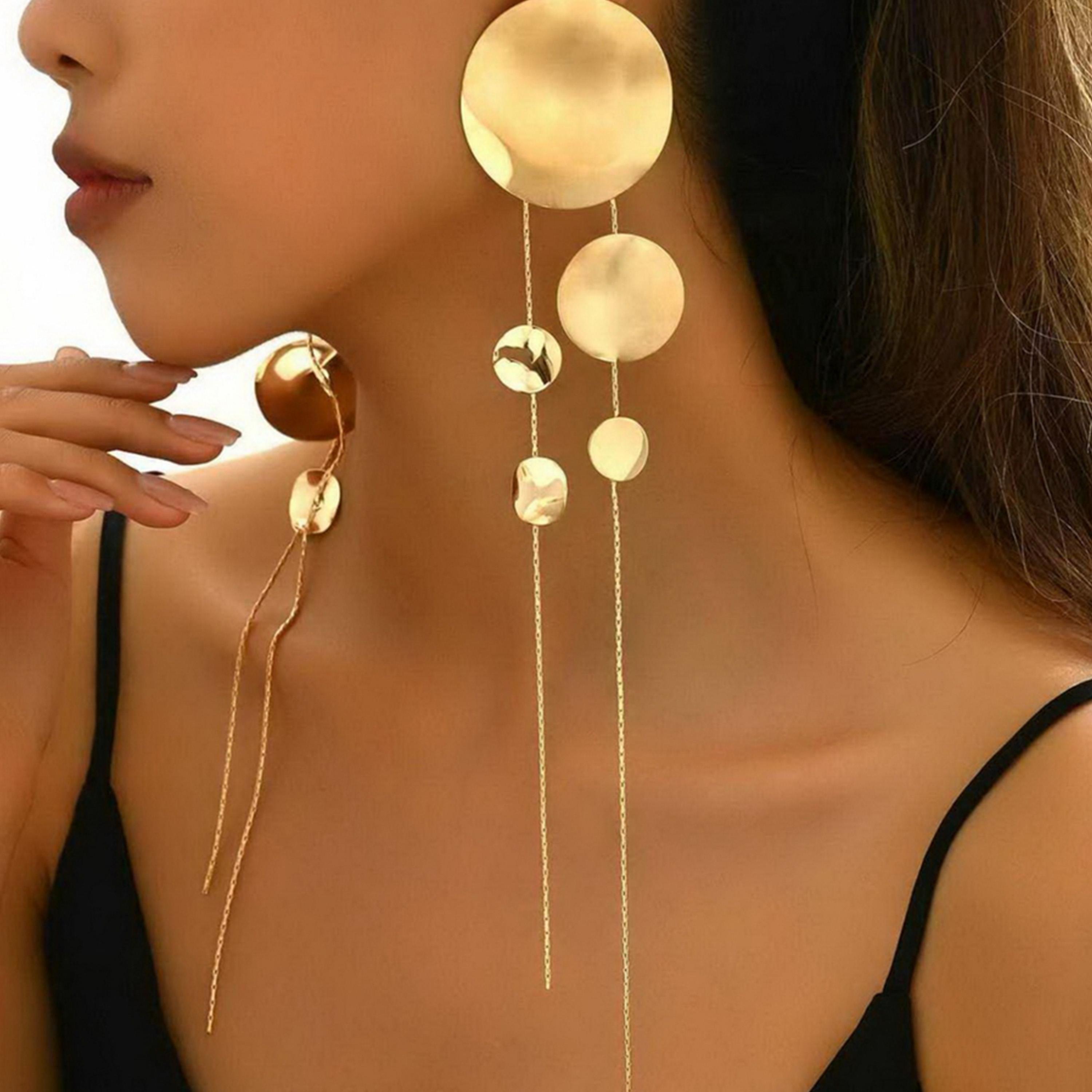 Take Two Women  Round Decor Tassel Earrings-women-watchesandjewellery-jewellery-earrings-image-2