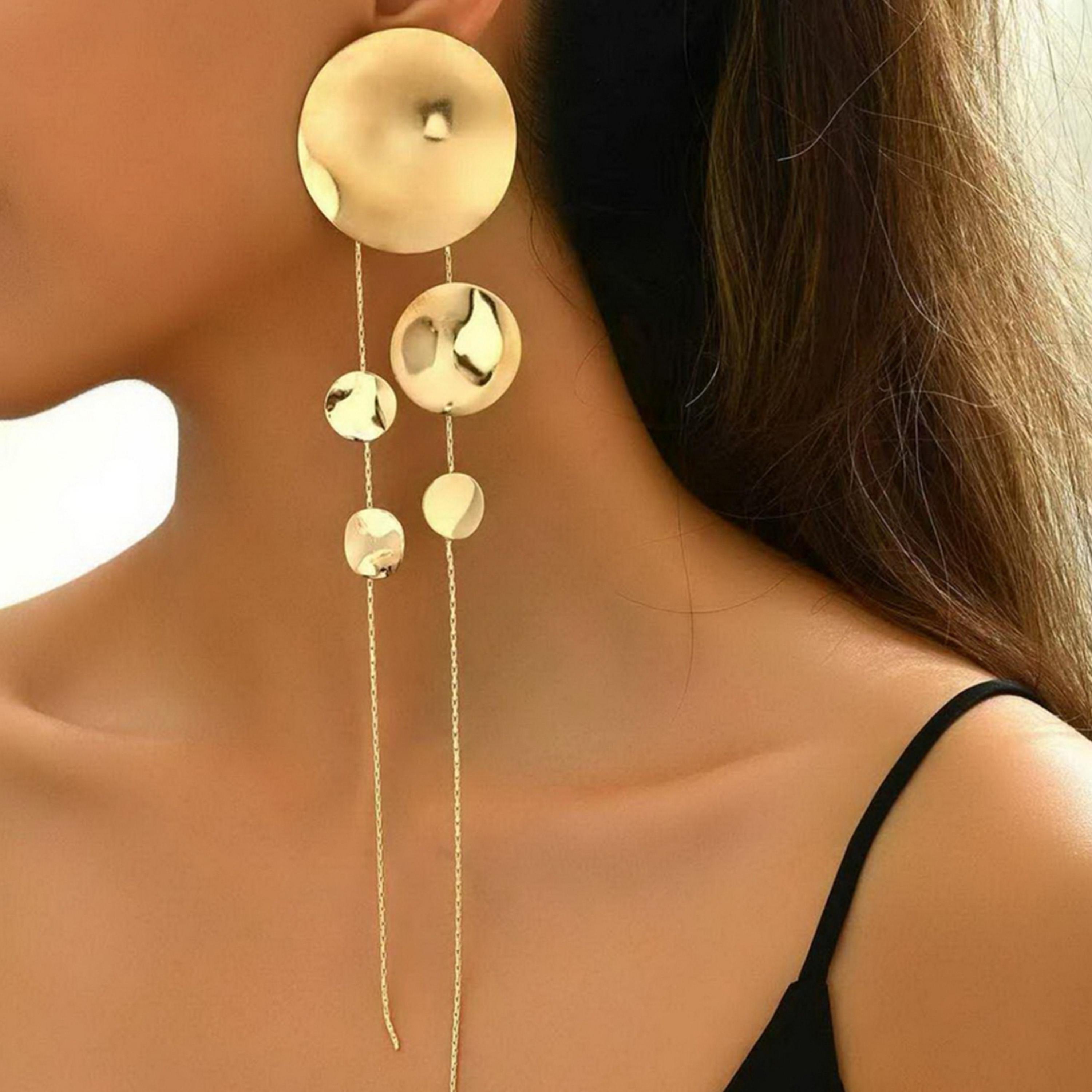 Take Two Women  Round Decor Tassel Earrings-women-watchesandjewellery-jewellery-earrings-image-3