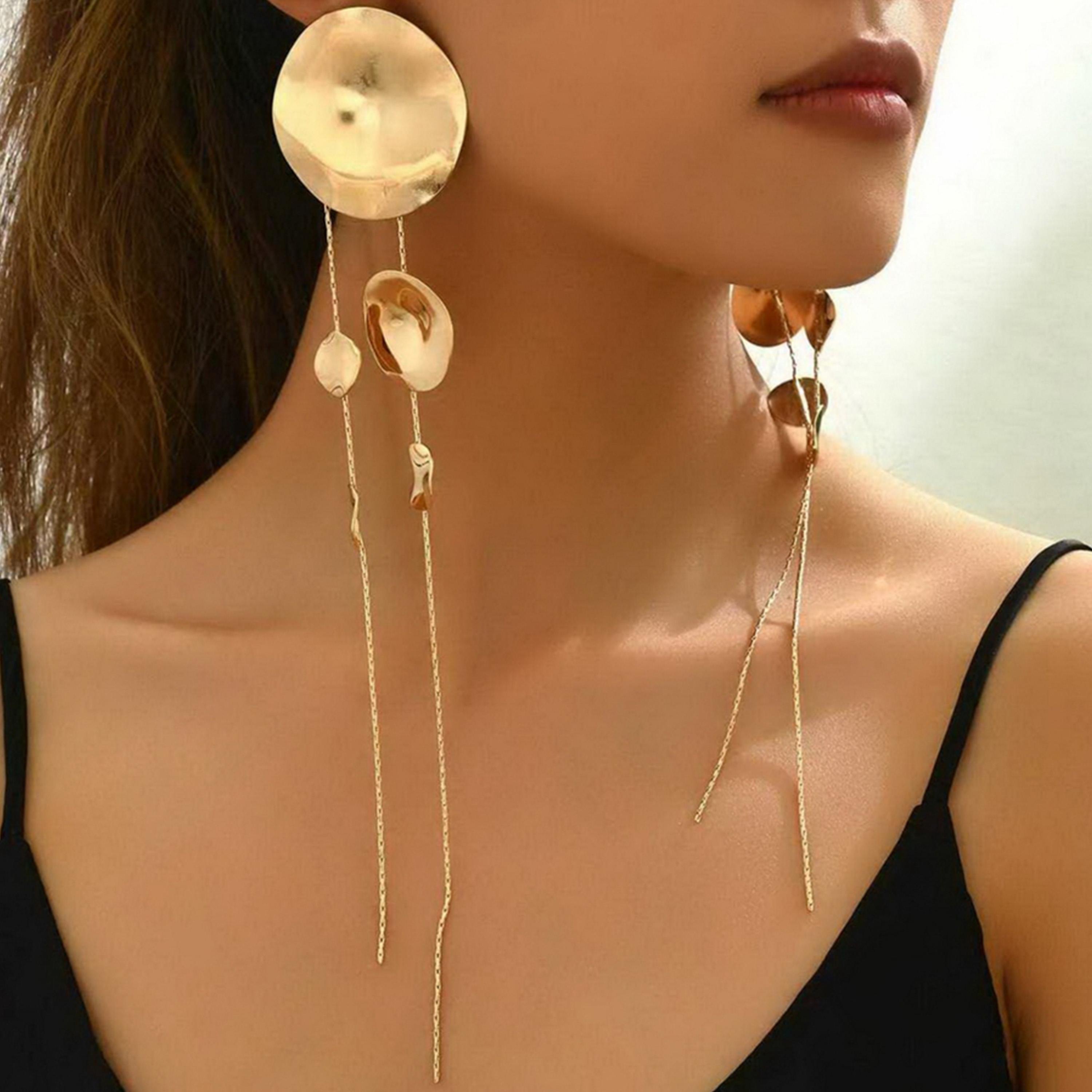 Take Two Women  Round Decor Tassel Earrings-women-watchesandjewellery-jewellery-earrings-image-4