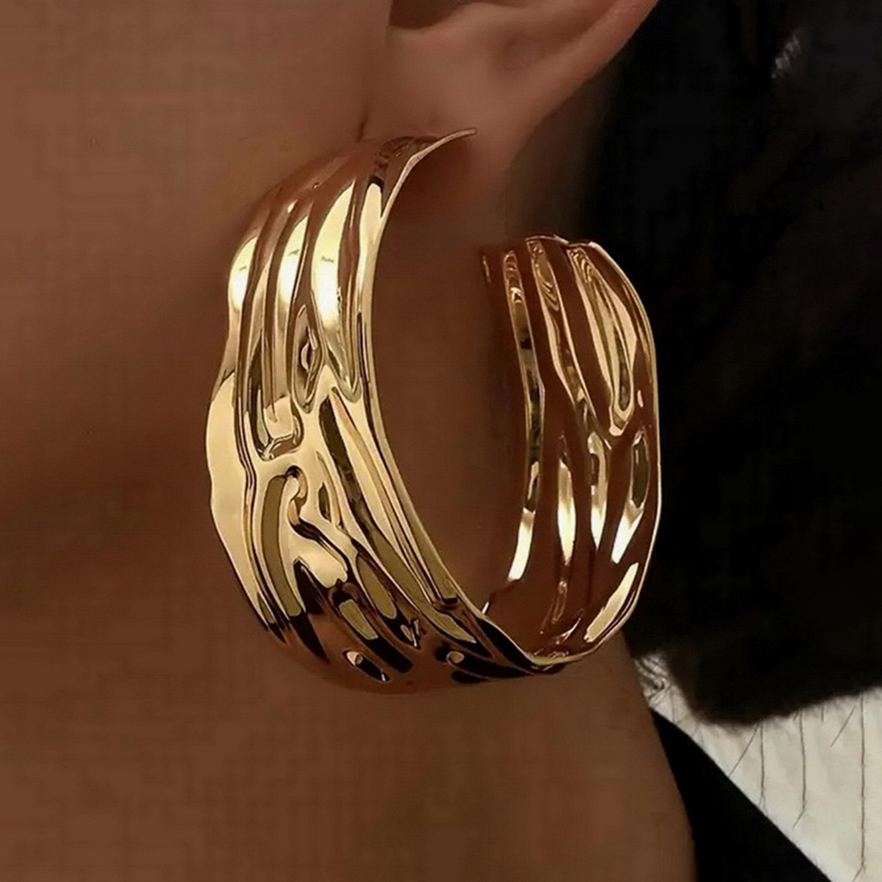 Take Two Women  Textured Hoop Earrings-women-watchesandjewellery-jewellery-earrings-image-2