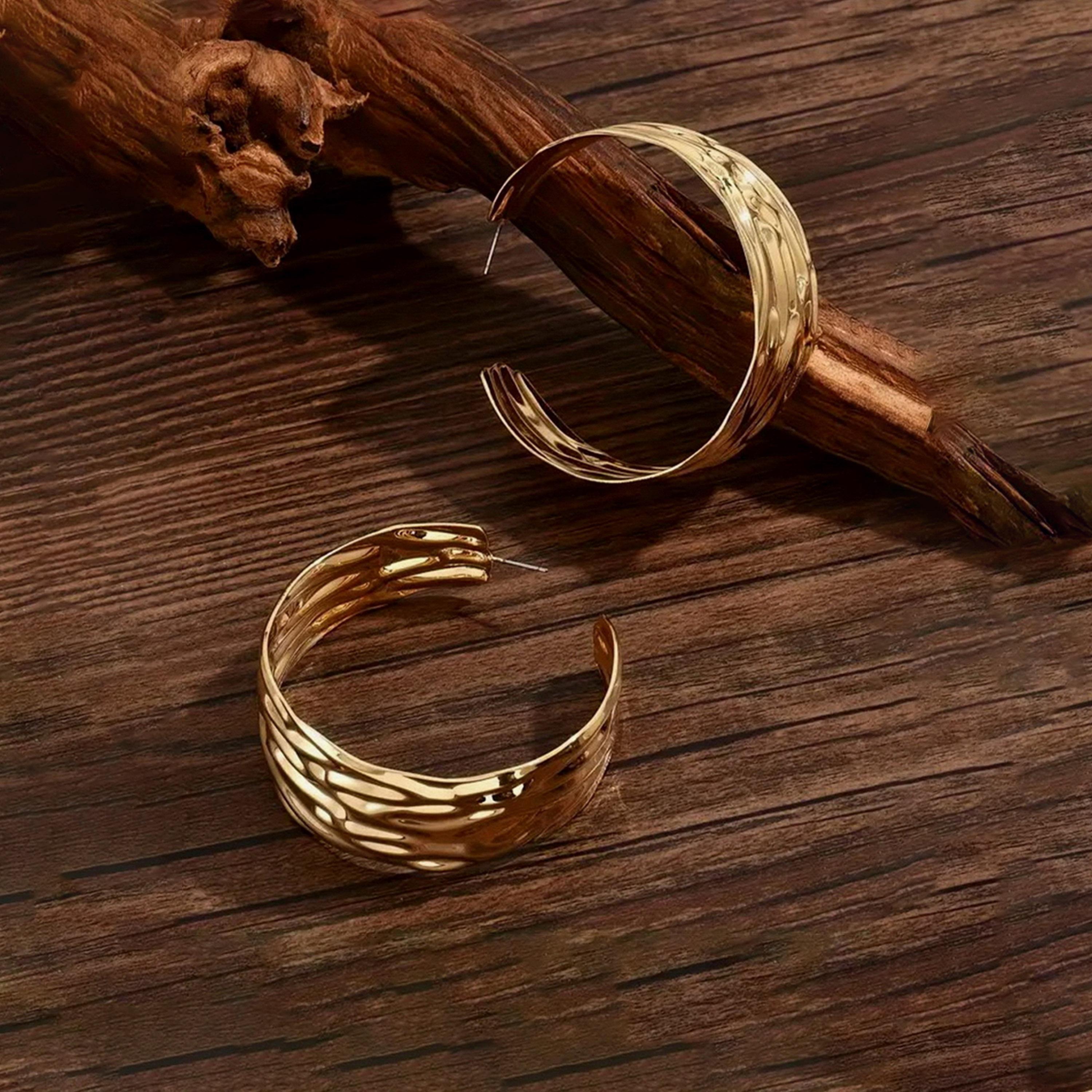 Take Two Women  Textured Hoop Earrings-women-watchesandjewellery-jewellery-earrings-image-3