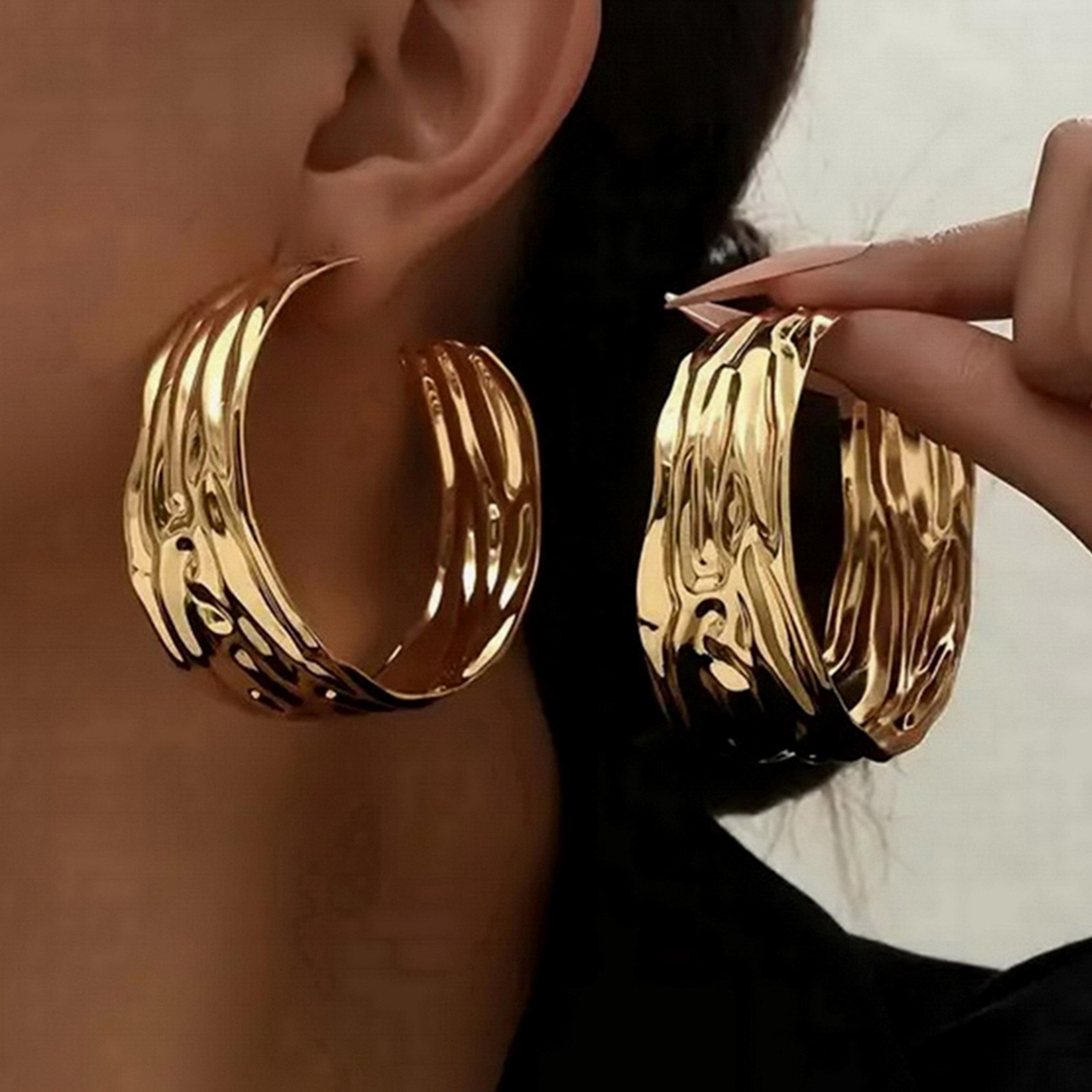 Take Two Women  Textured Hoop Earrings-women-watchesandjewellery-jewellery-earrings-image-4