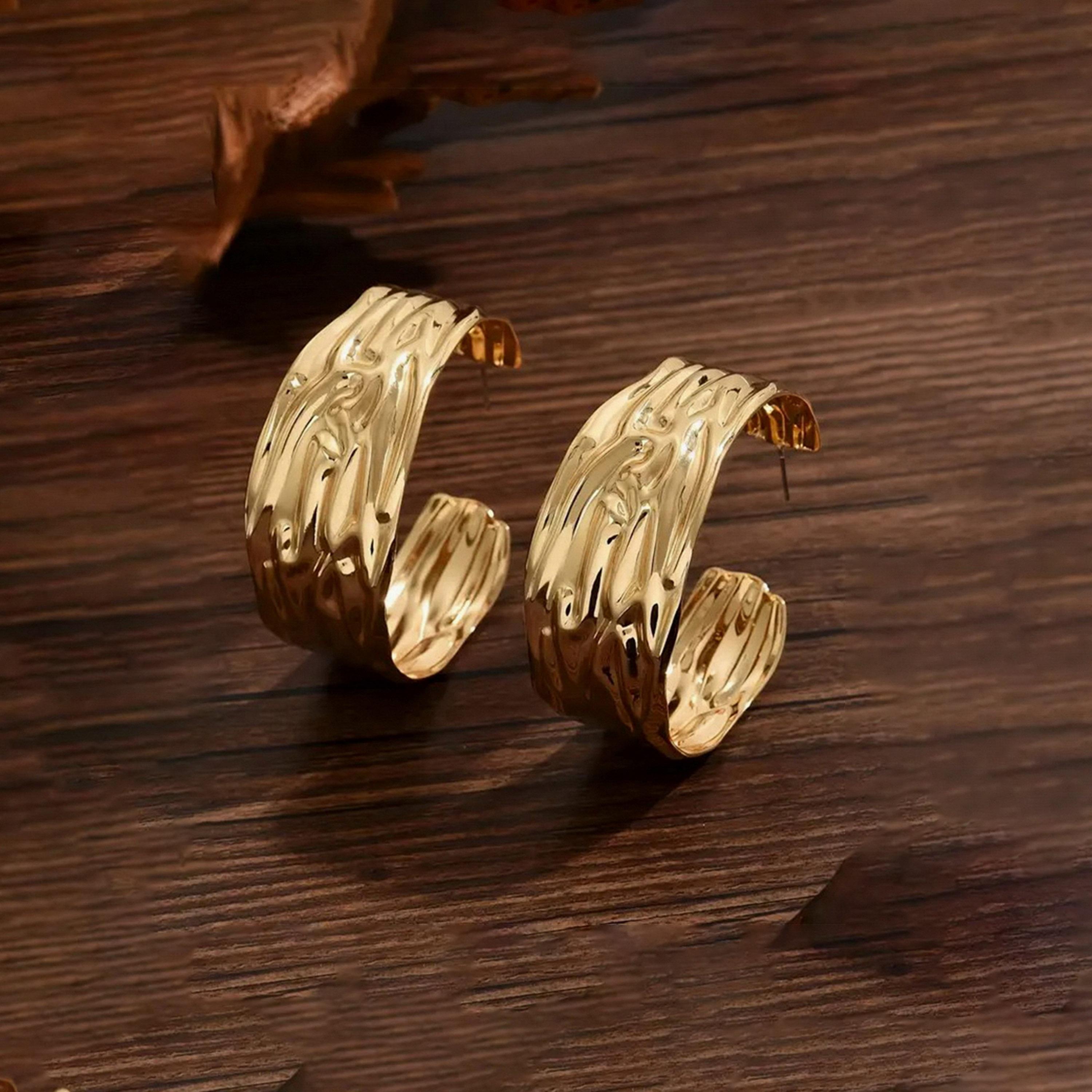 Take Two Women  Textured Hoop Earrings-women-watchesandjewellery-jewellery-earrings-image-5