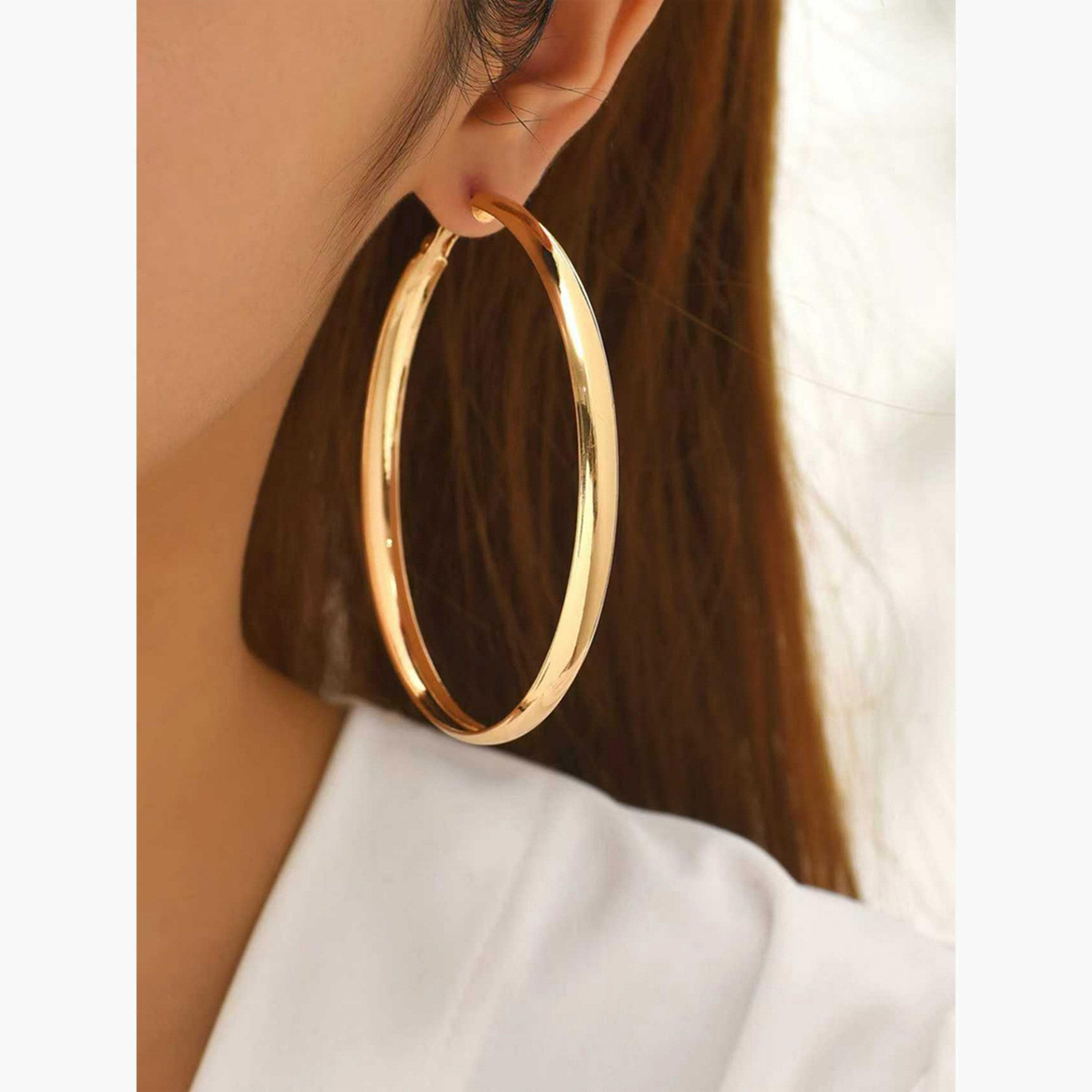 تيك تو - أقراط دائرية كبيرة لون ذهبي-women-watchesandjewellery-jewellery-earrings-image-2