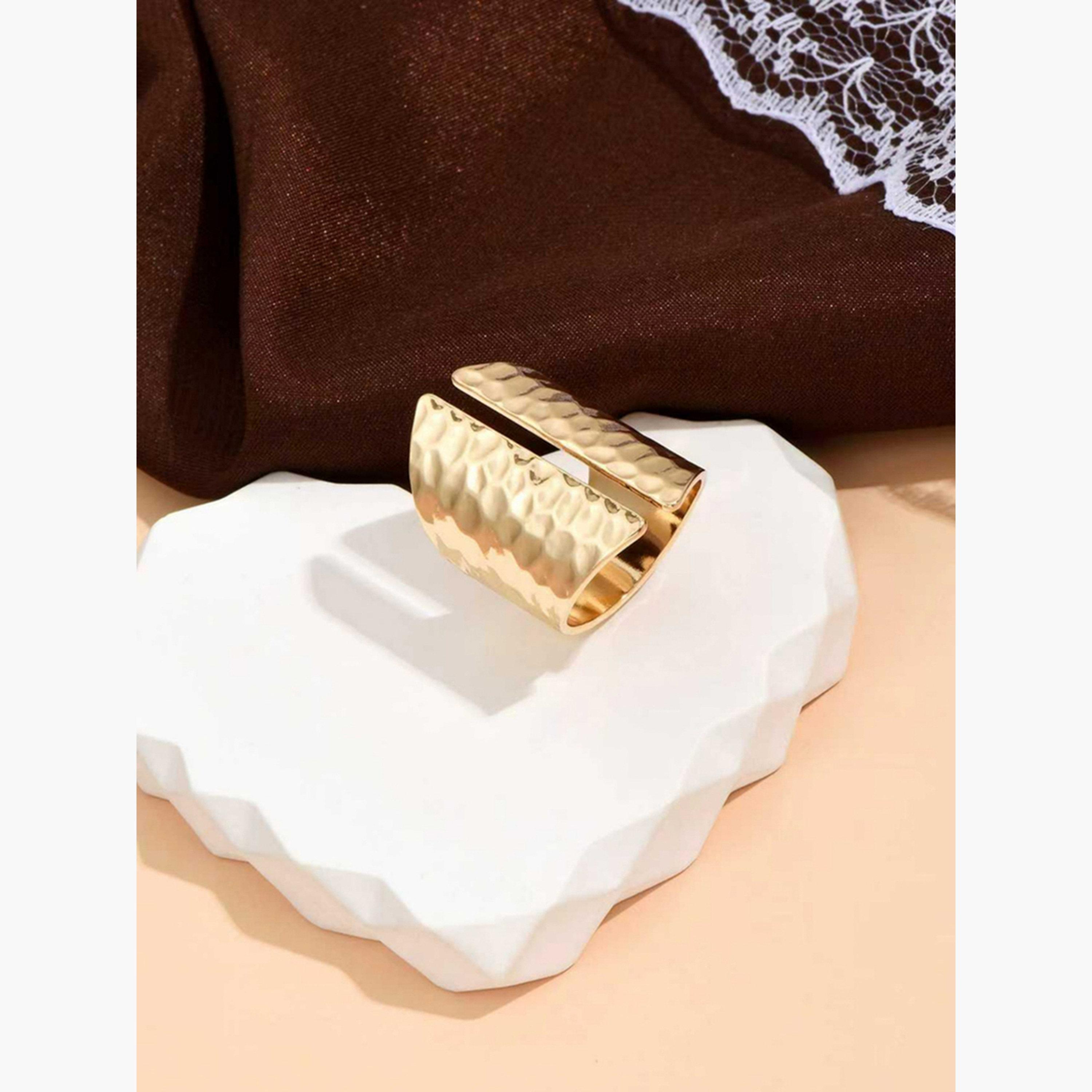 Take Two Women  Hammered Gold Tone Cuff Ring-women-watchesandjewellery-jewellery-rings-image-4