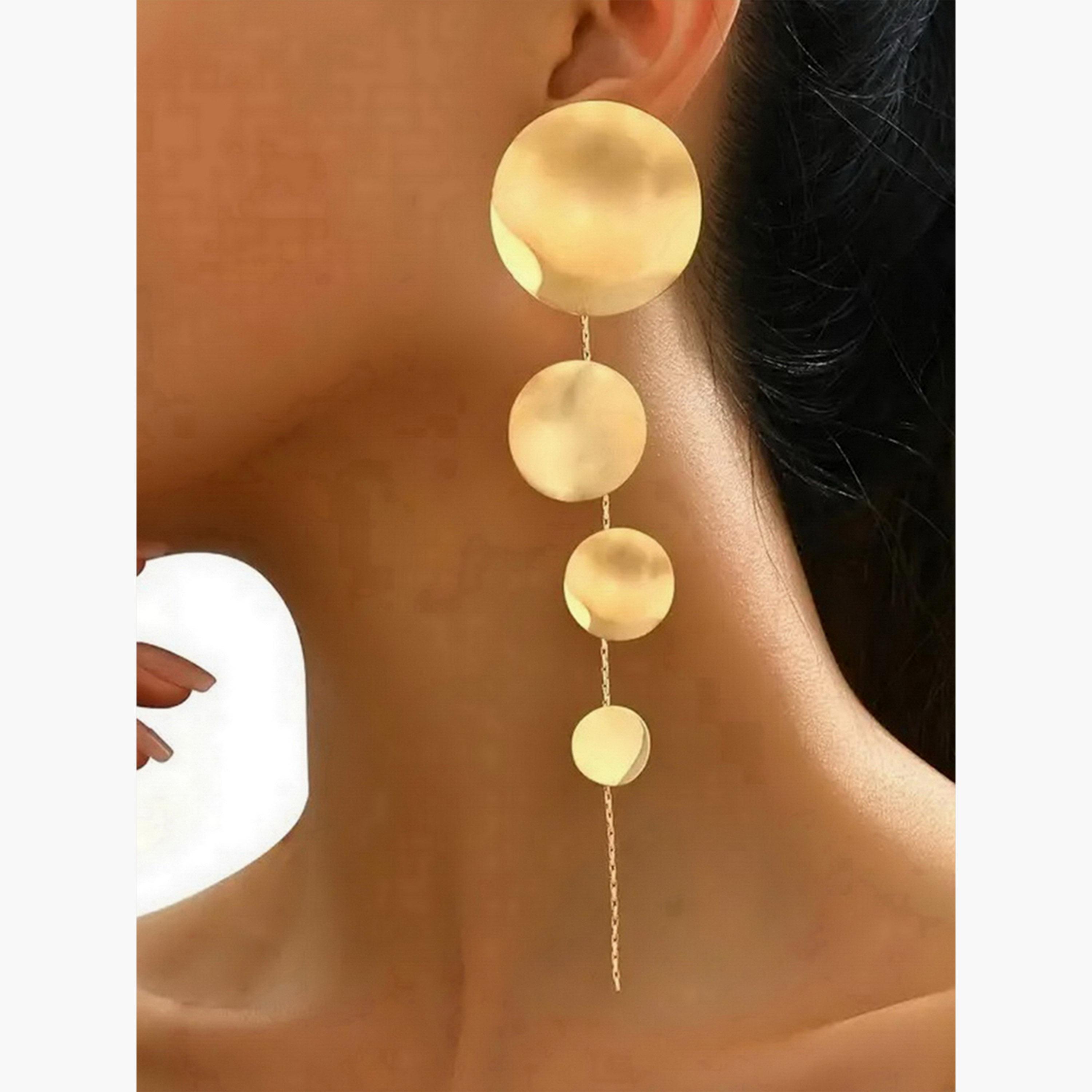 Take Two Women  Gold Tone Circle Dangle Earrings-women-watchesandjewellery-jewellery-earrings-image-3